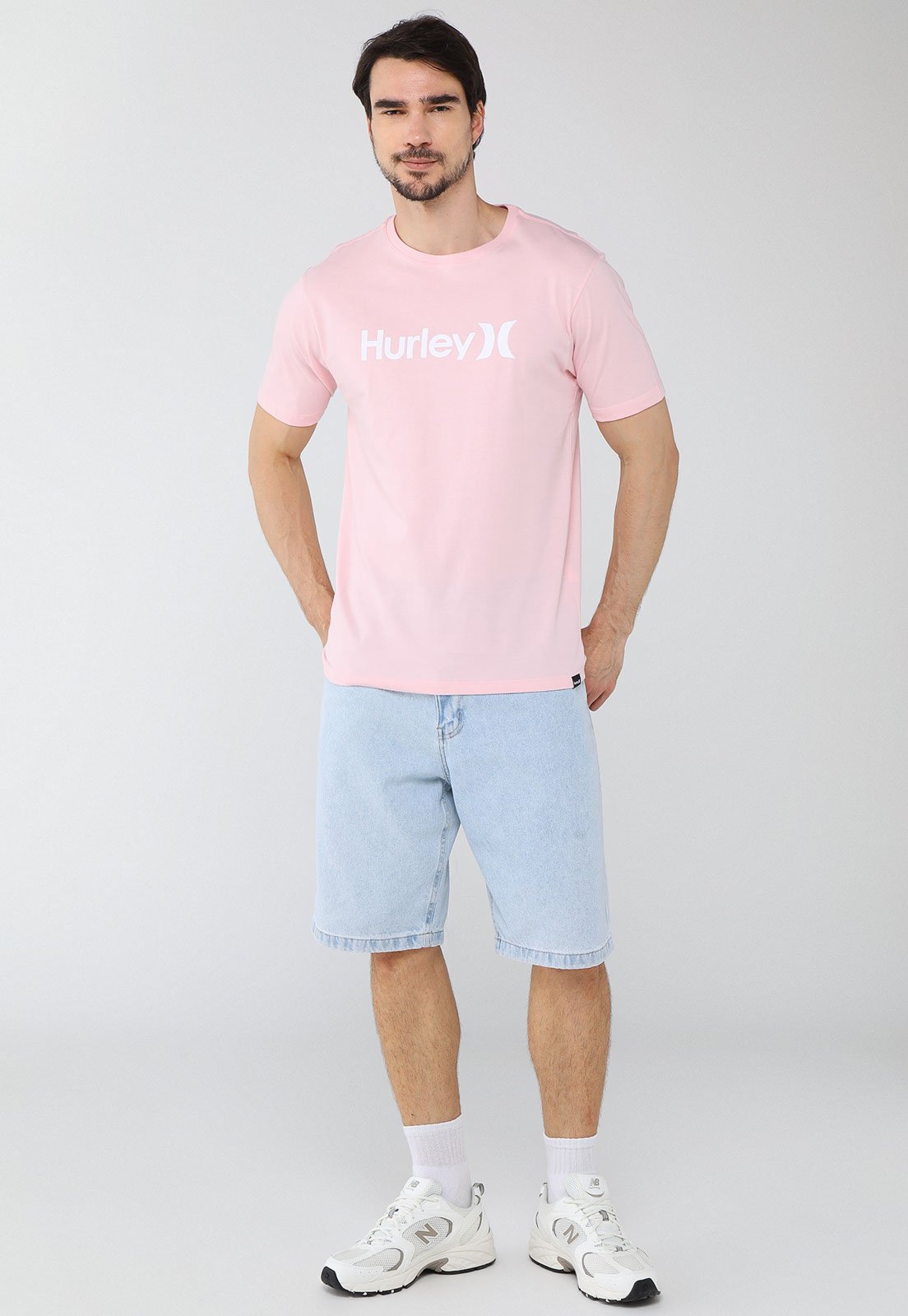 Vista 3 Camiseta Masculina Hurley Silk O&O Solid Claro rosa hurley rosa