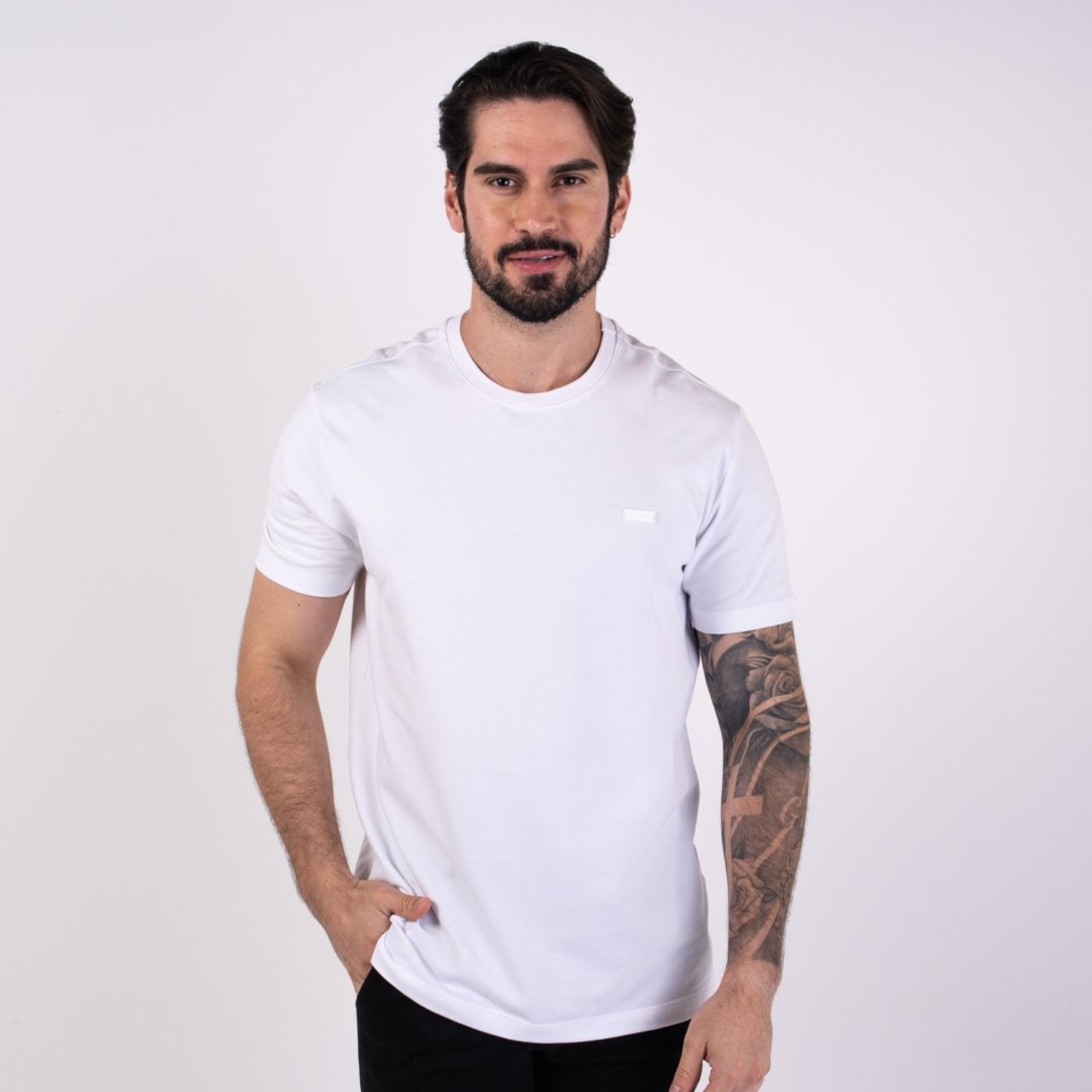 Camiseta Calvin Klein Piquet Patch Branco