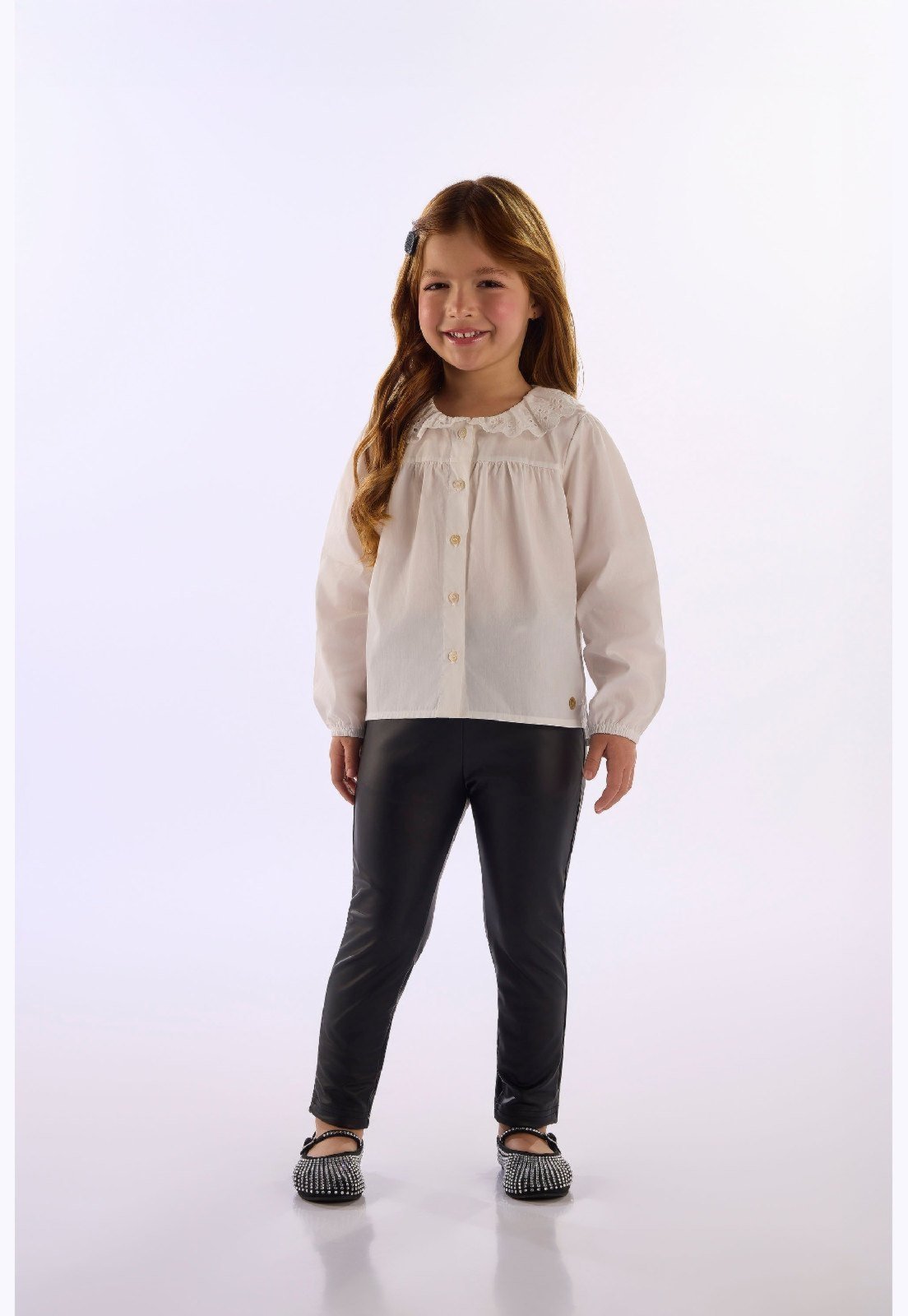 Infantil - Camisa Menina Em Tricoline Up Baby Bege
