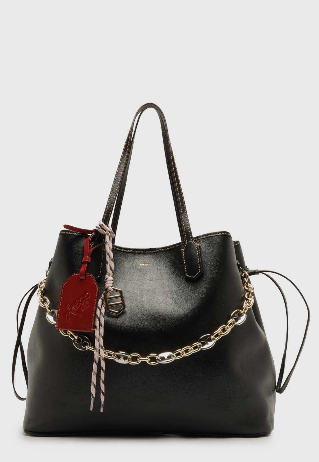 Bolsa Feminina Arezzo Grande Couro Preta