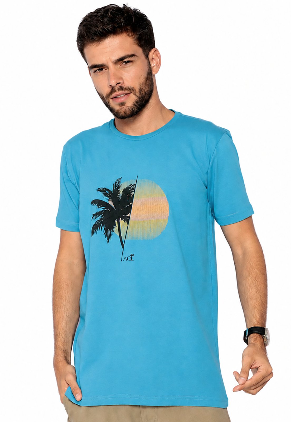 CAMISETA AD FASHION ESTAMPADA AZUL MEDIO