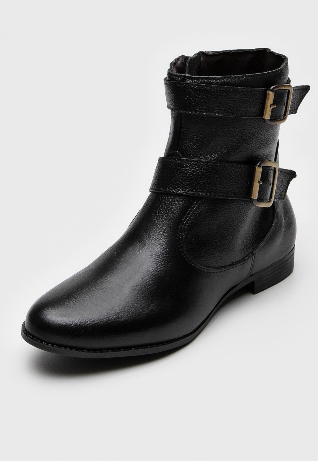 Bota Cano Curto Feminina em Couro Preto Kuento Shoes
