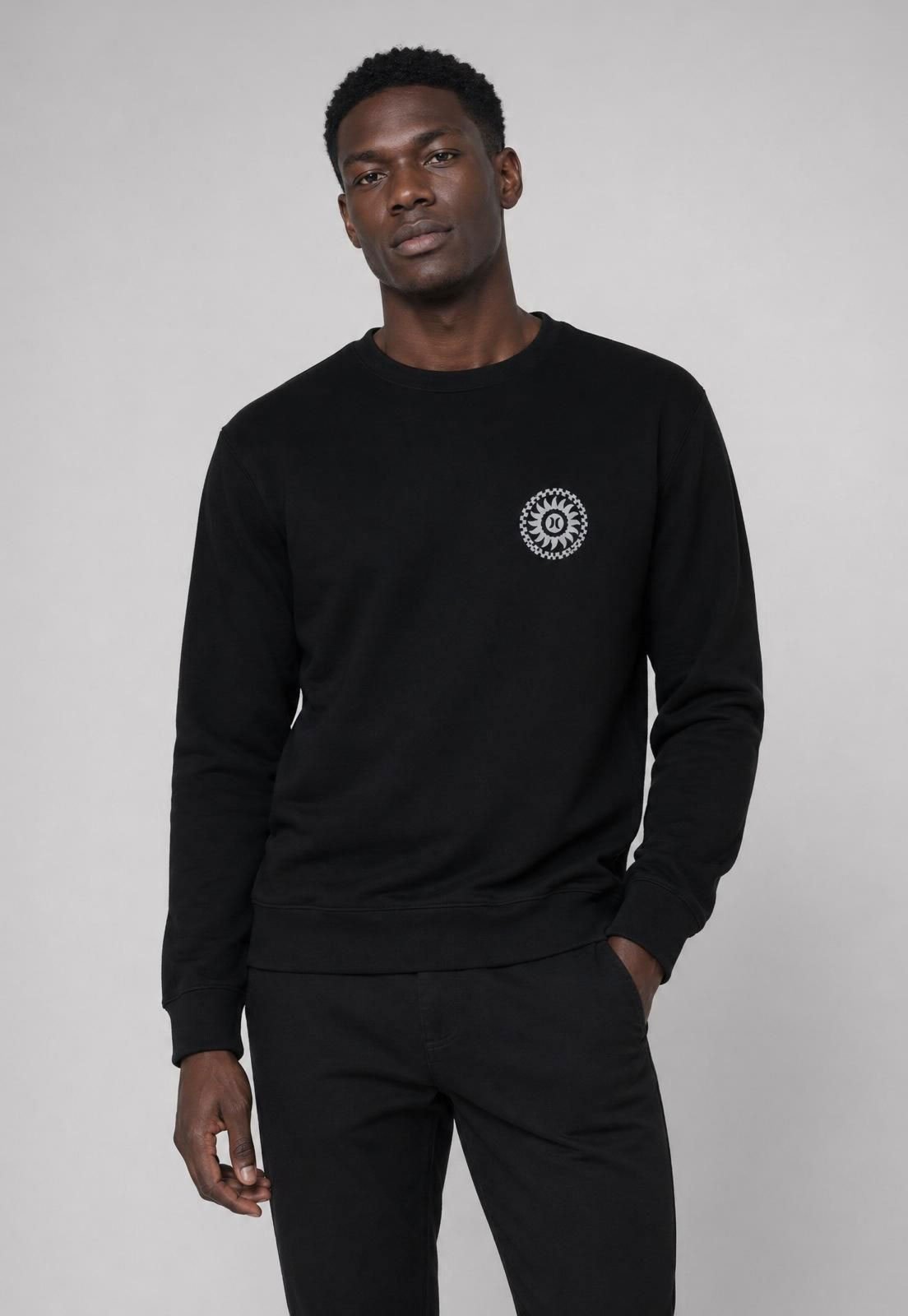 Blusa de Moletom Masculina Hurley Estampa Frontal Preta