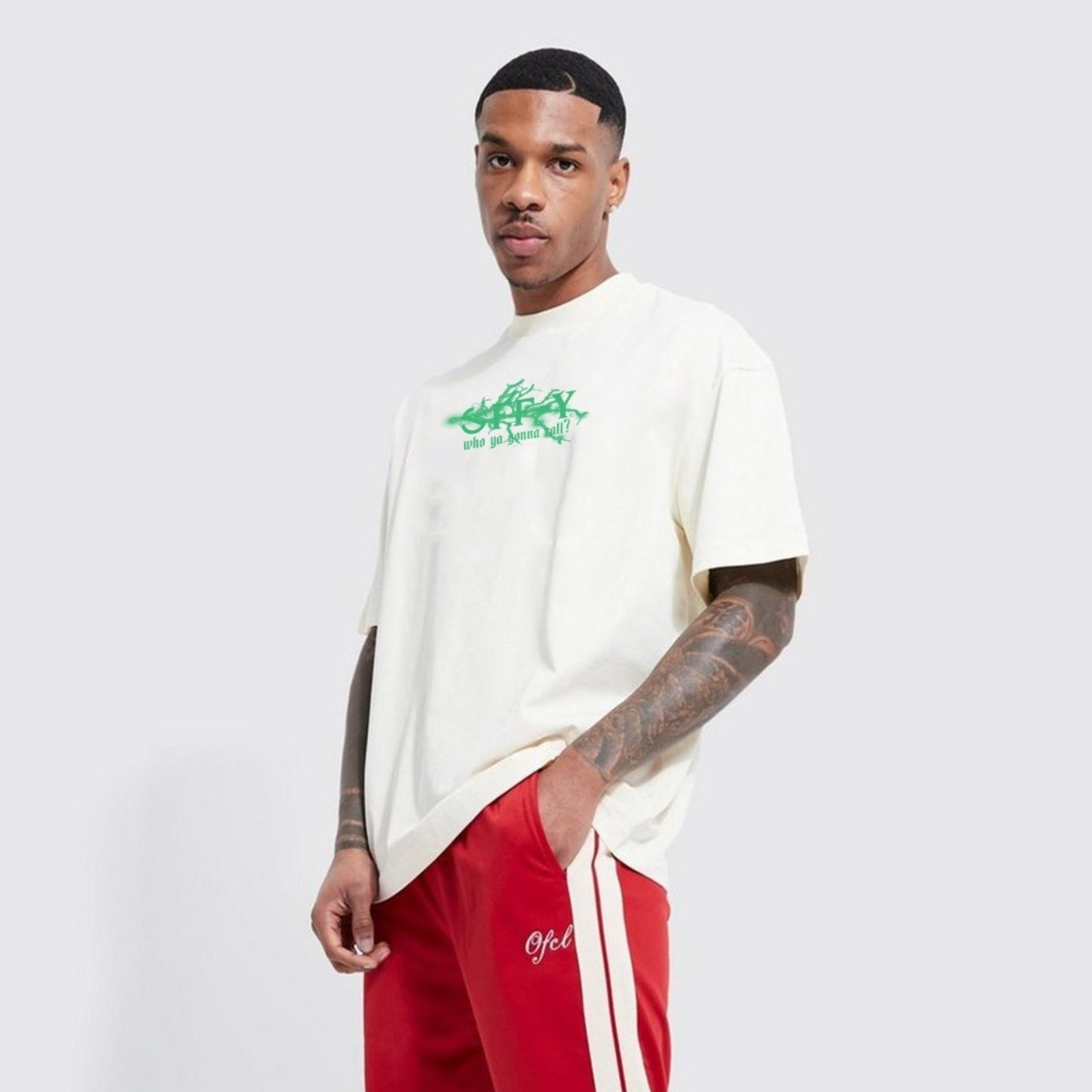 Camiseta Oversized Streetwear Off-Y Green Logo