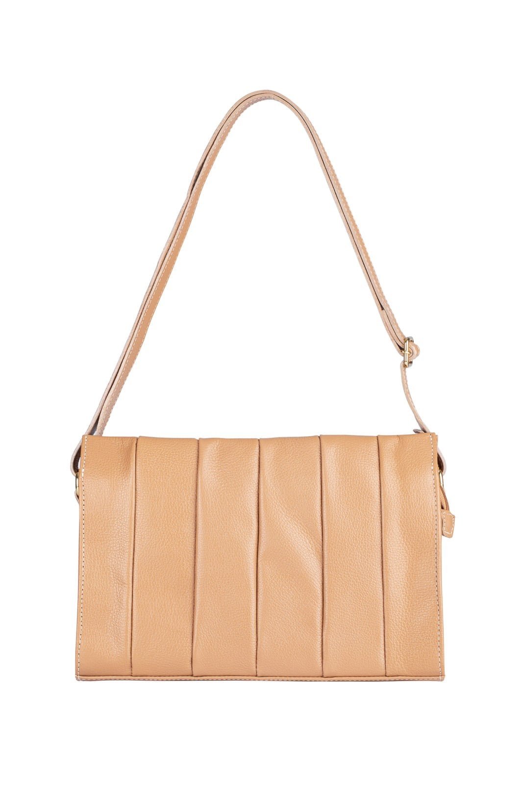 Bolsa de couro liso tiracolo Barbara - Bege