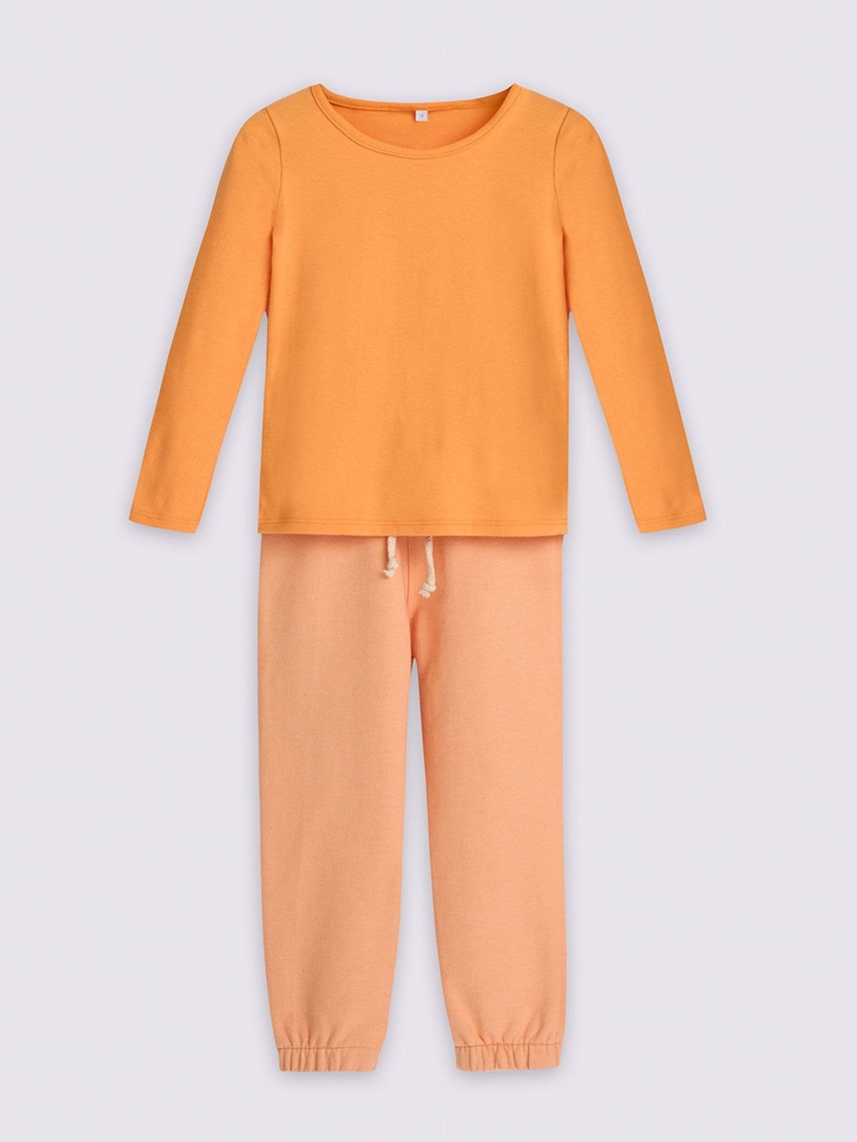 Vista 2 Infantil - Conjunto Bugbee Blusa Manga Longa Gola Redonda Calça Amarração Frontal Moletom Manga laranja Bugbee laranja