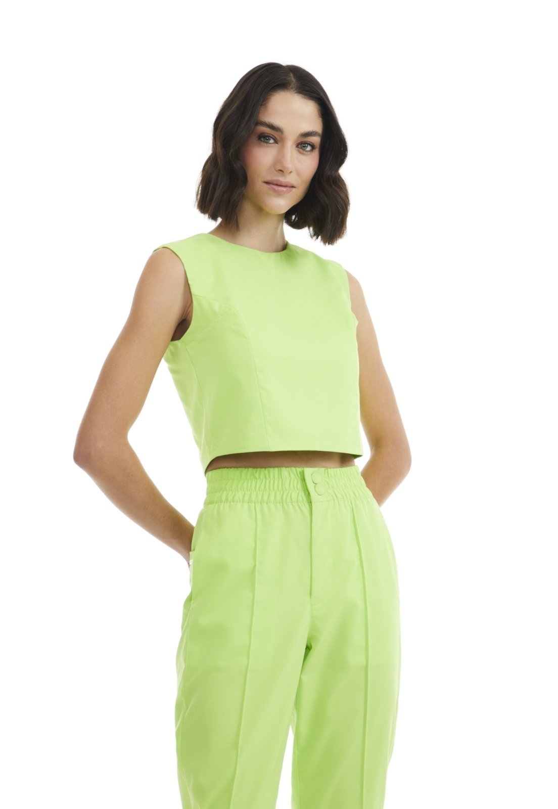 Vista 2 Blusa Regata Traymon Com Recortes Menta verde Traymon verde