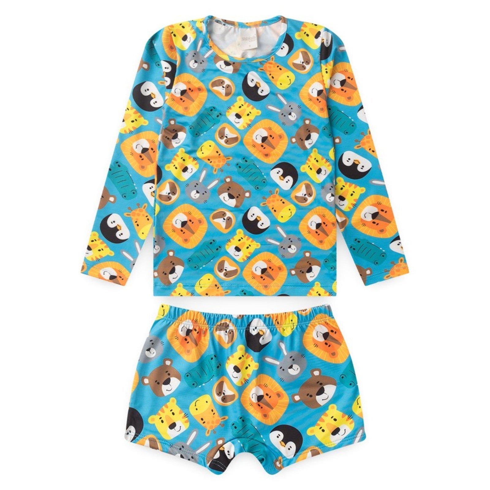 Vista 3 Conjunto Praia Menino Hawaii Manga Longa Proteção UV 50+ Mundo Animal Molekada azul Molekada azul