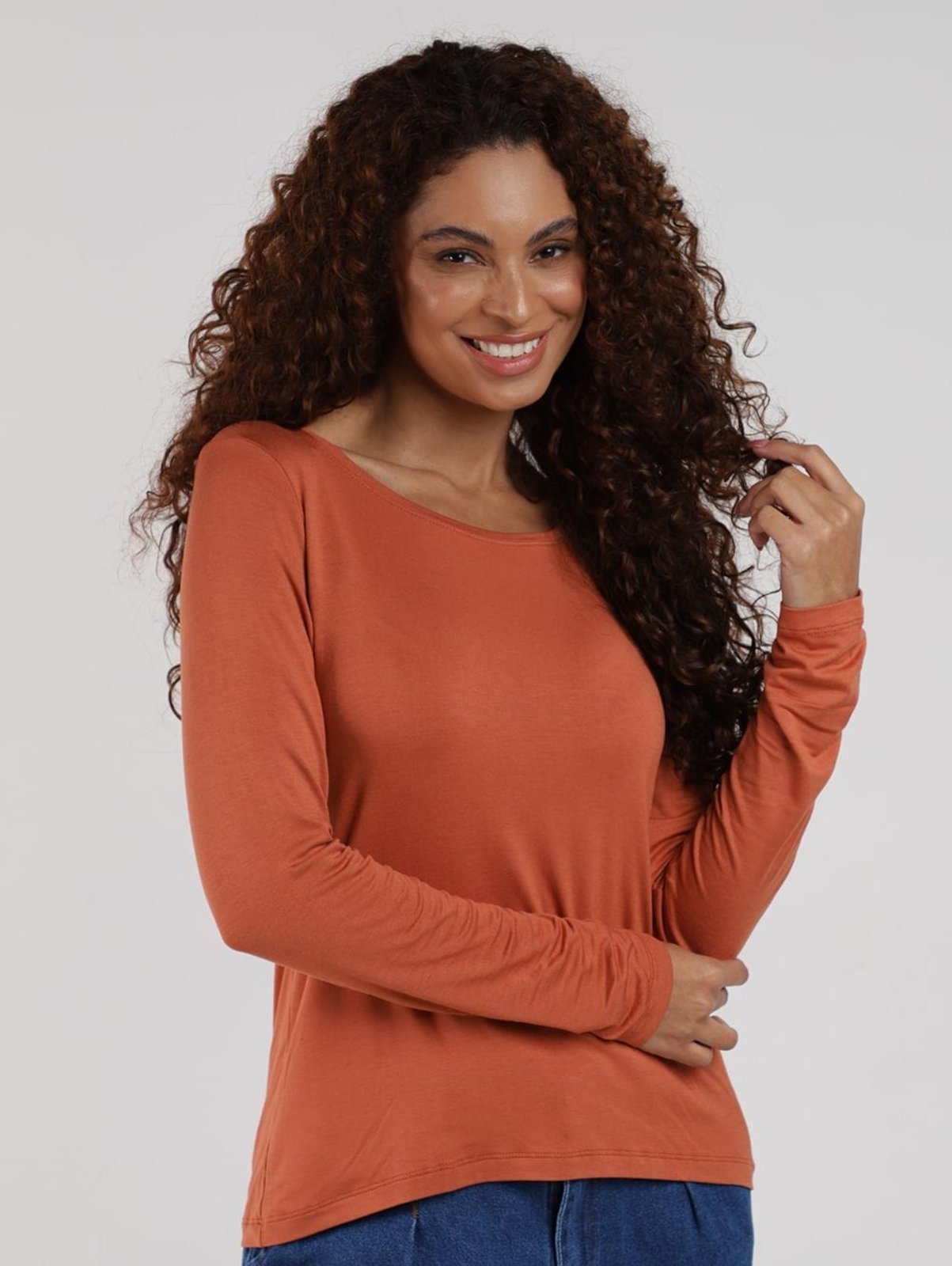 Vista 2 Blusa Manga Longa Feminina Bright Girl'S caramelo Bright Girl'S caramelo