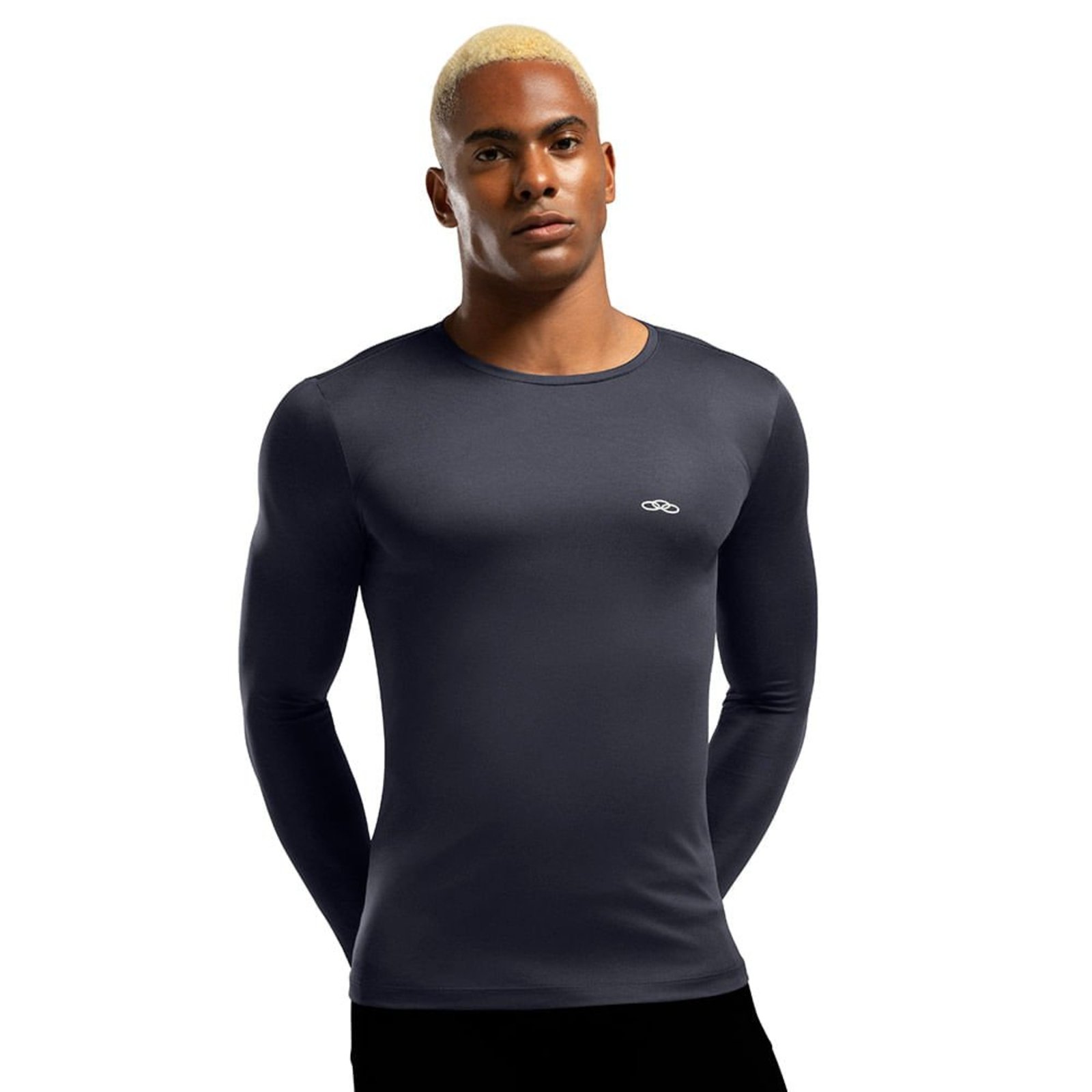 Camiseta Manga Longa Essential Olympikus Masculina P Azul