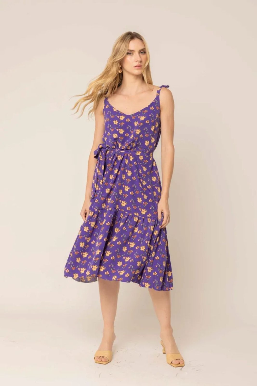 Vestido Midi Lavinia Floral Azul