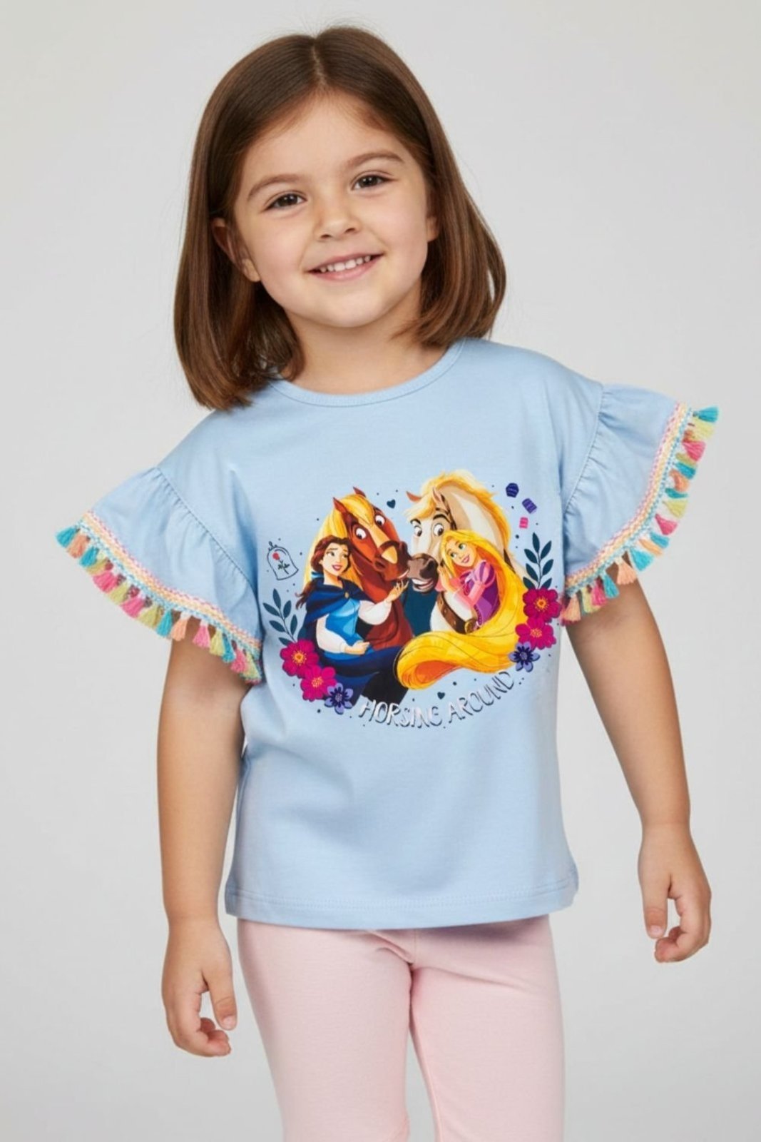 Vista 2 Infantil - Camiseta Feminina Princesas Disney azul Disney azul