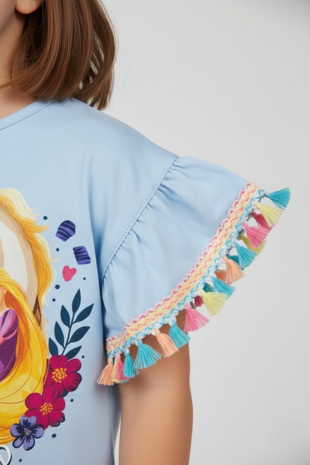 Vista 3 Infantil - Camiseta Feminina Princesas Disney azul Disney azul