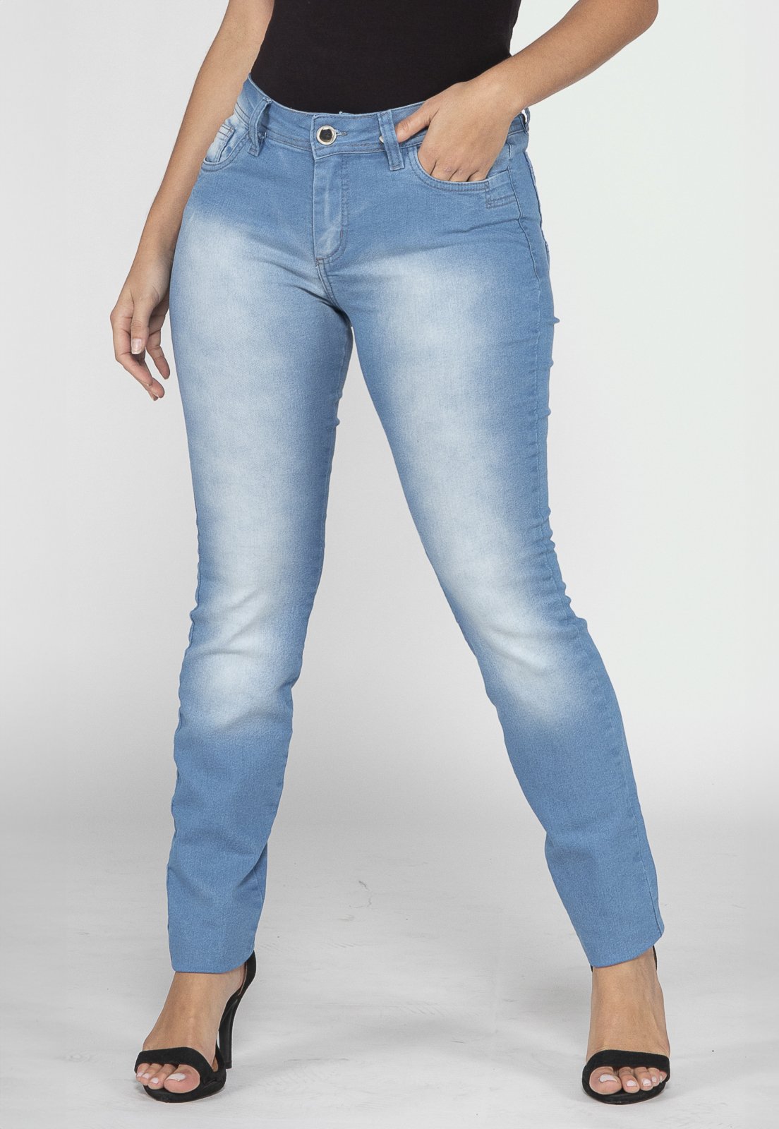 Calça Jeans Feminina Skinny Cintura Alta Azul