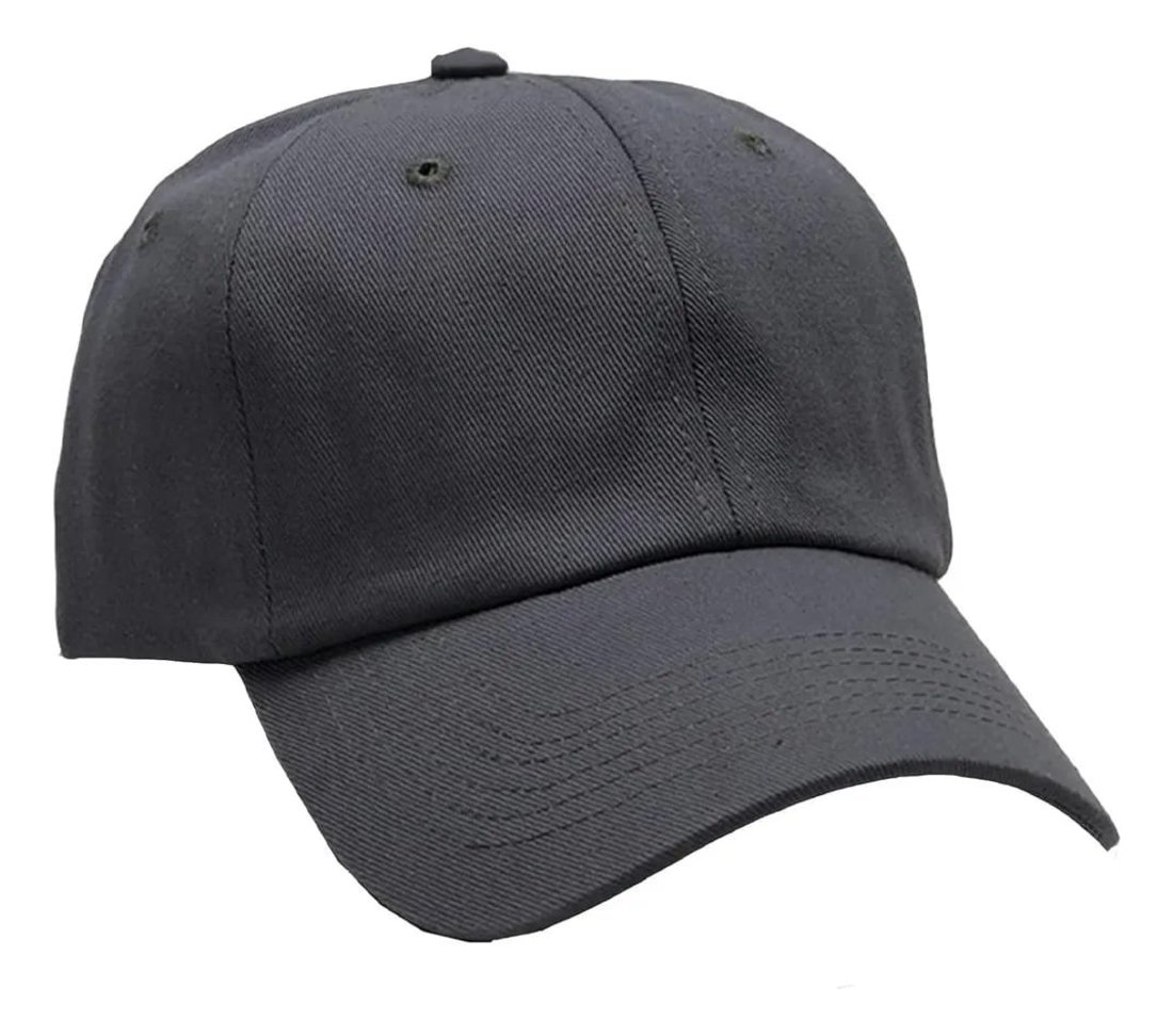 Boné Estilo Baseball Algodão Aba Curva Ajustável Liso Unissex - Cinza