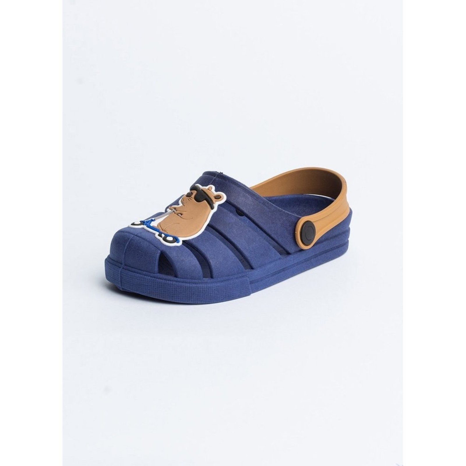 Vista 3 Infantil - Babuche Menino Marinho com Tira Marrom Capivara de Patinete Molekada azul Molekada azul