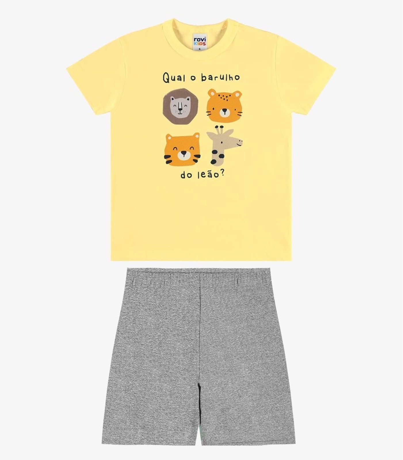 Infantil - Conjunto Camiseta Com Bermuda Rovi Amarelo