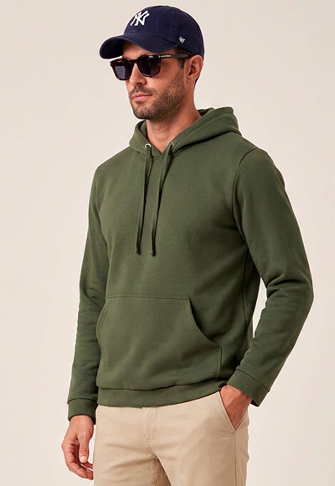 Casaco Moletom Masculino com Capuz Bolso Canguru Blusa de Frio Inverno Flanelado