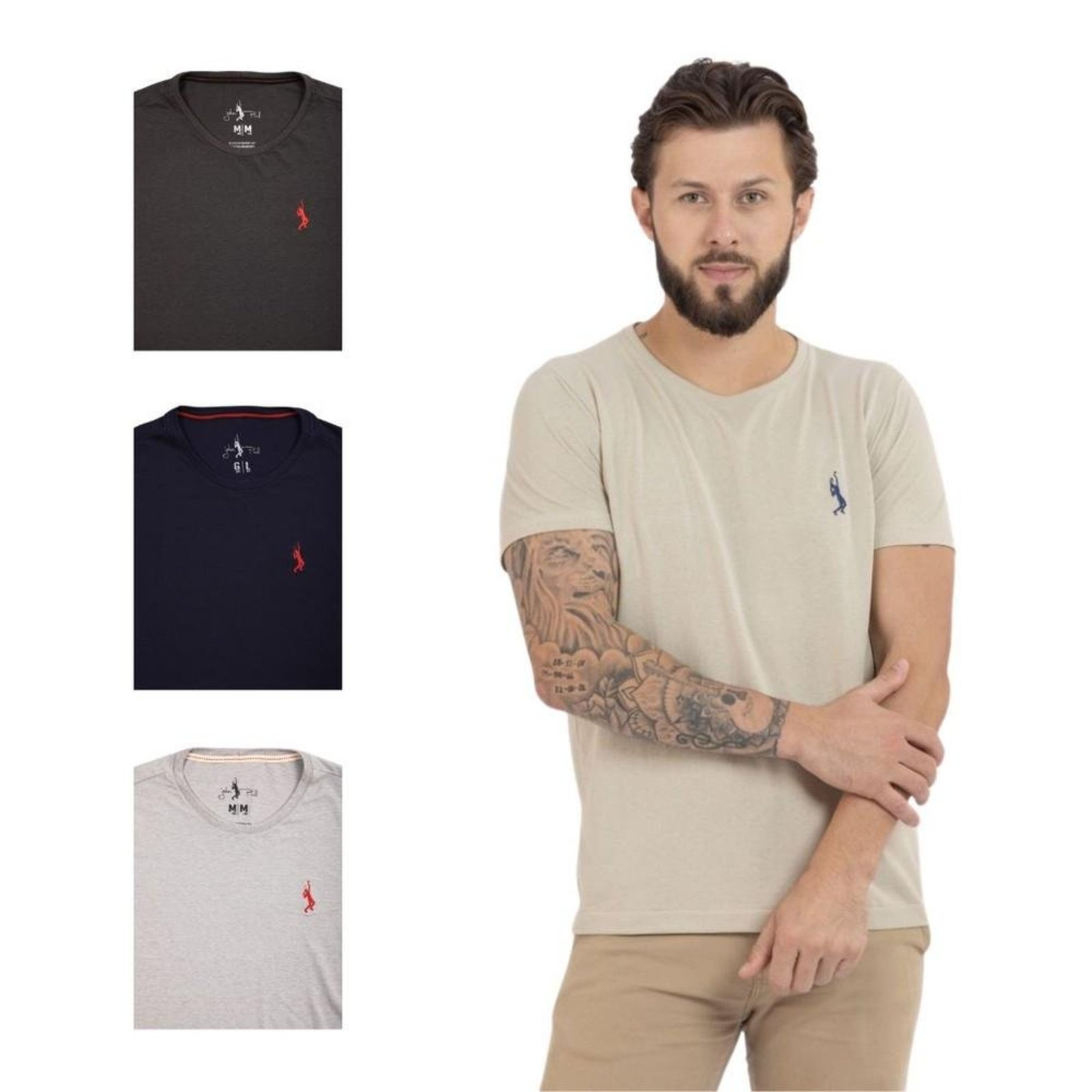 Kit 4 Camiseta Básica Casual Masculina Confortável em Malha Leve