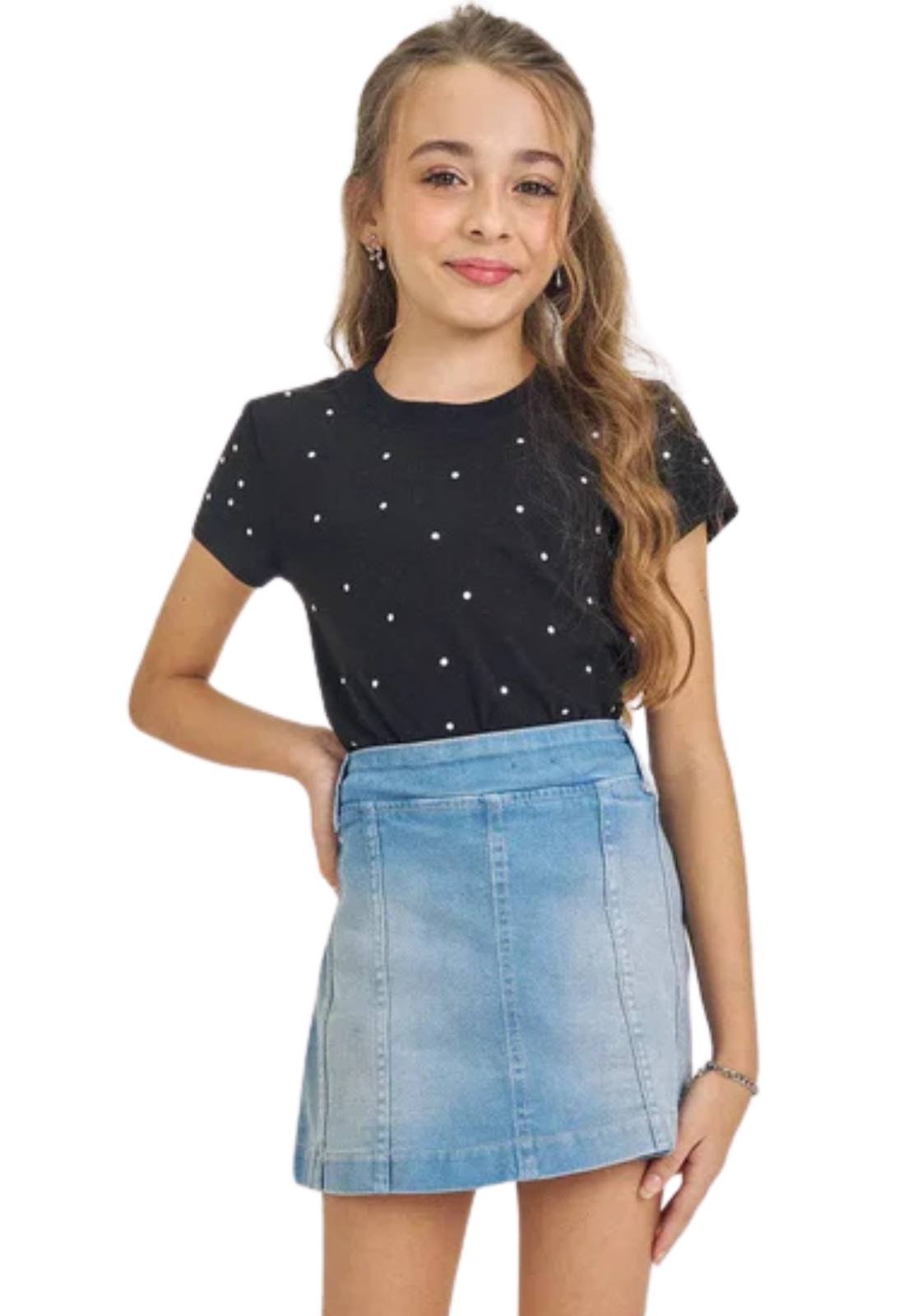 Infantil – Short Saia em Jeans com Elastano Lilimoon 80756 Azul Claro