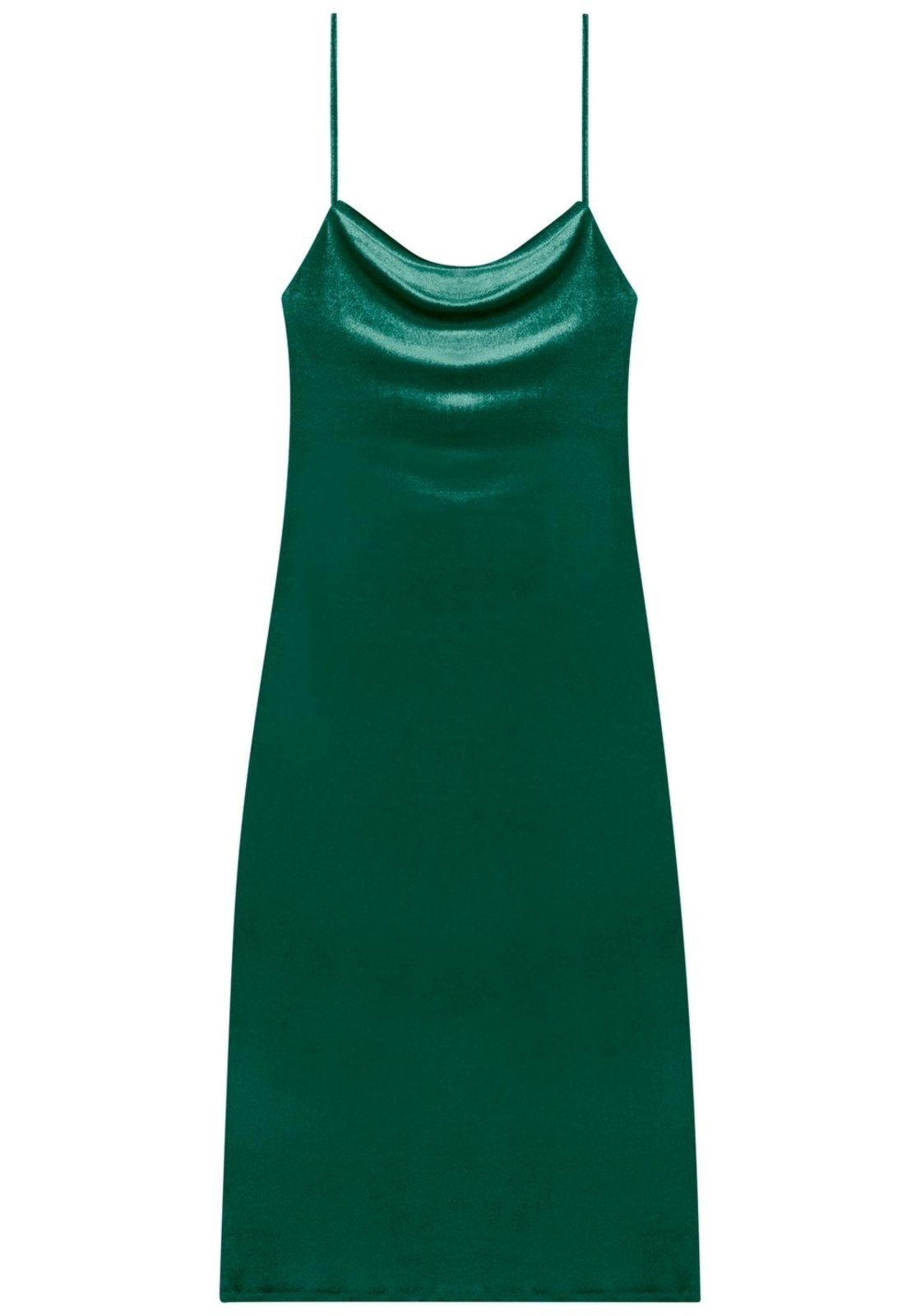 Vista 3 Vestido Lez a Lez De Alças Midi Chá Em Malha De Veludo verde verde