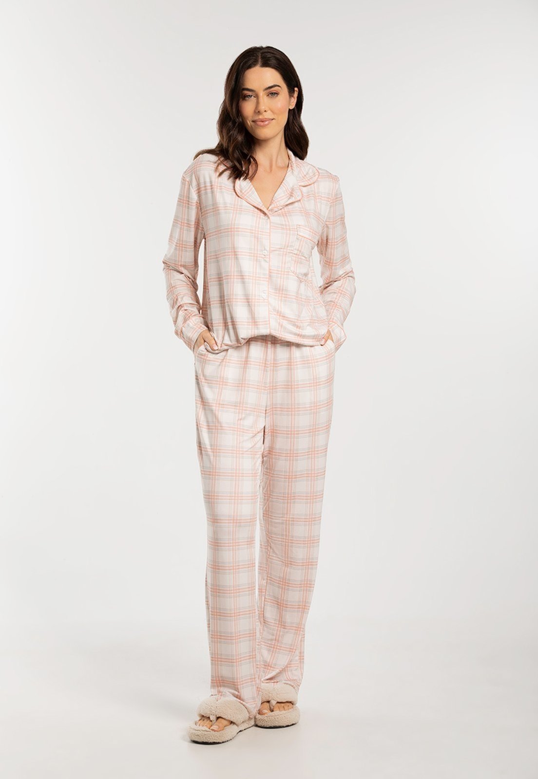 Conjunto Pijama Feminino Aberto Longo Confort Dreams