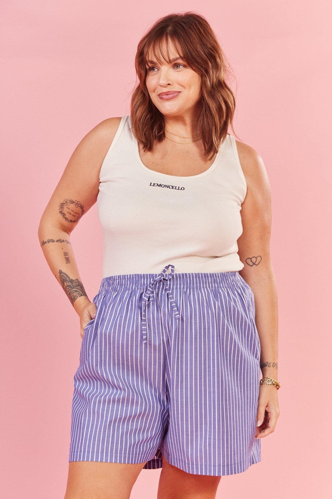 Shorts In Love Anne Listrado Azul