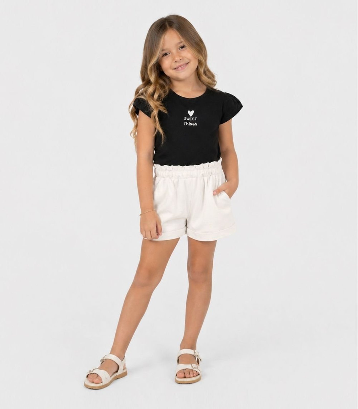 Infantil - Conjunto Menina Verão Blusa Com Shorts Select Preto