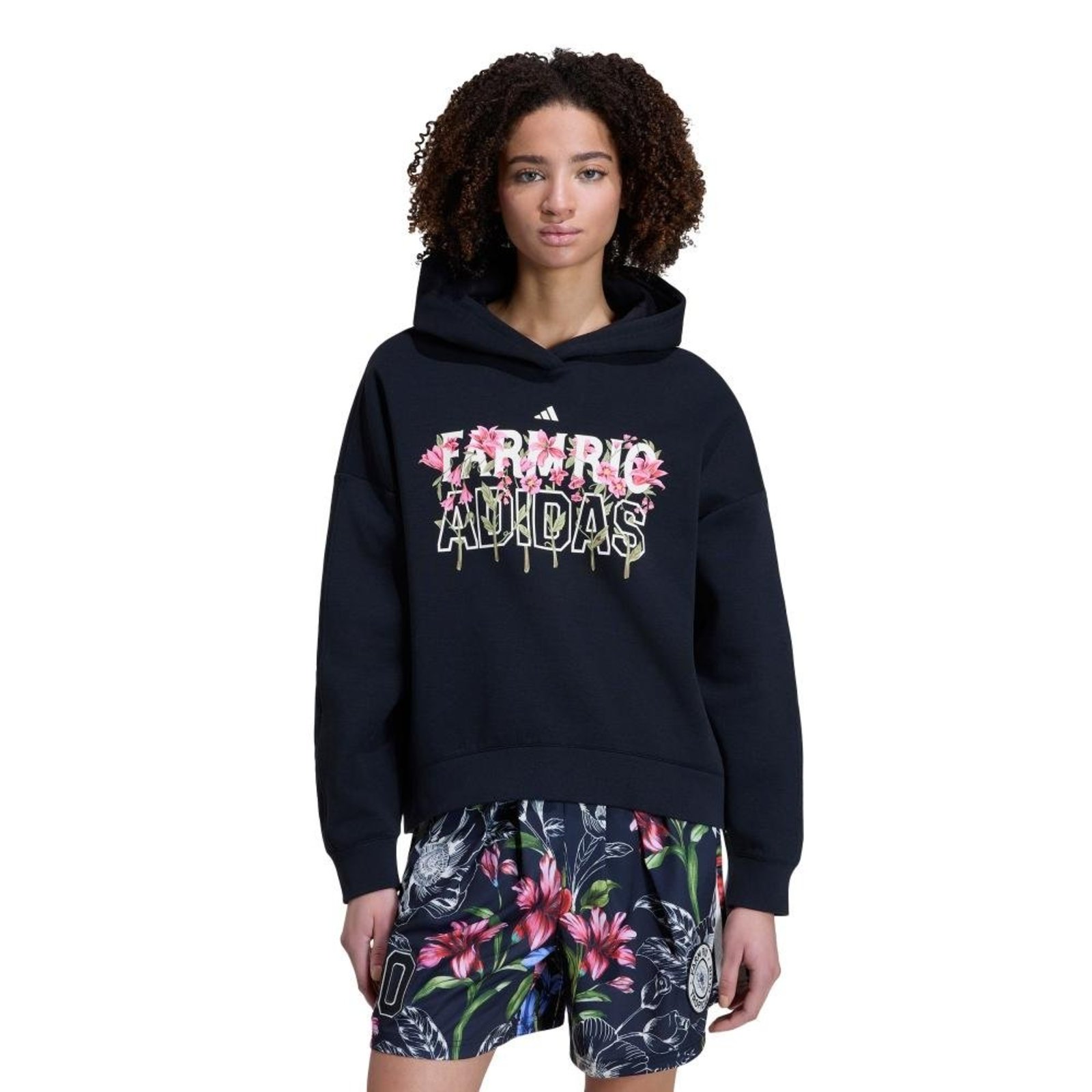 MOLETOM COM CAPUZ ADIDAS x FARM RIO adidas Sportswear Preto