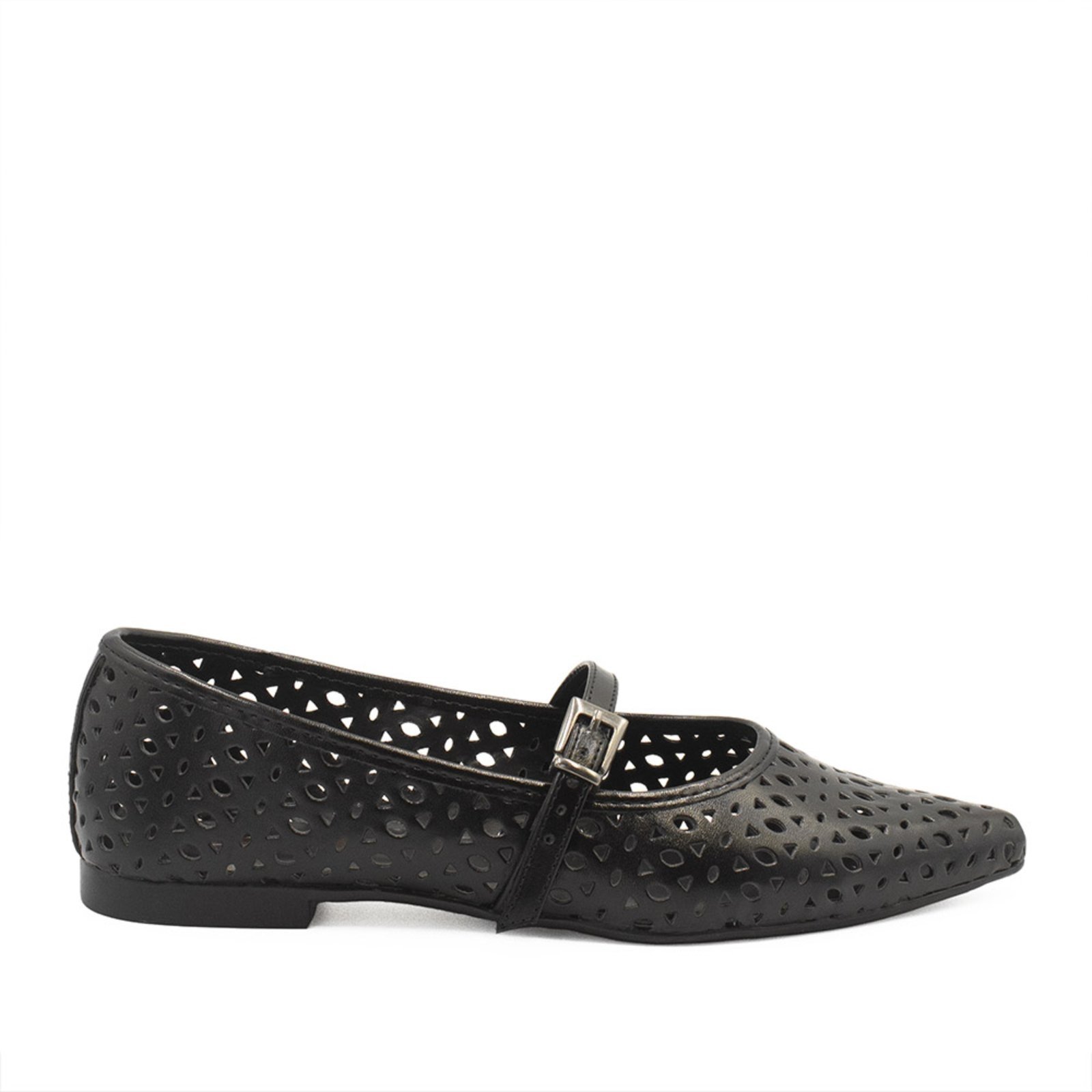 Sapatilha Bico Fino Zatta Lasercut Cecilia Preto