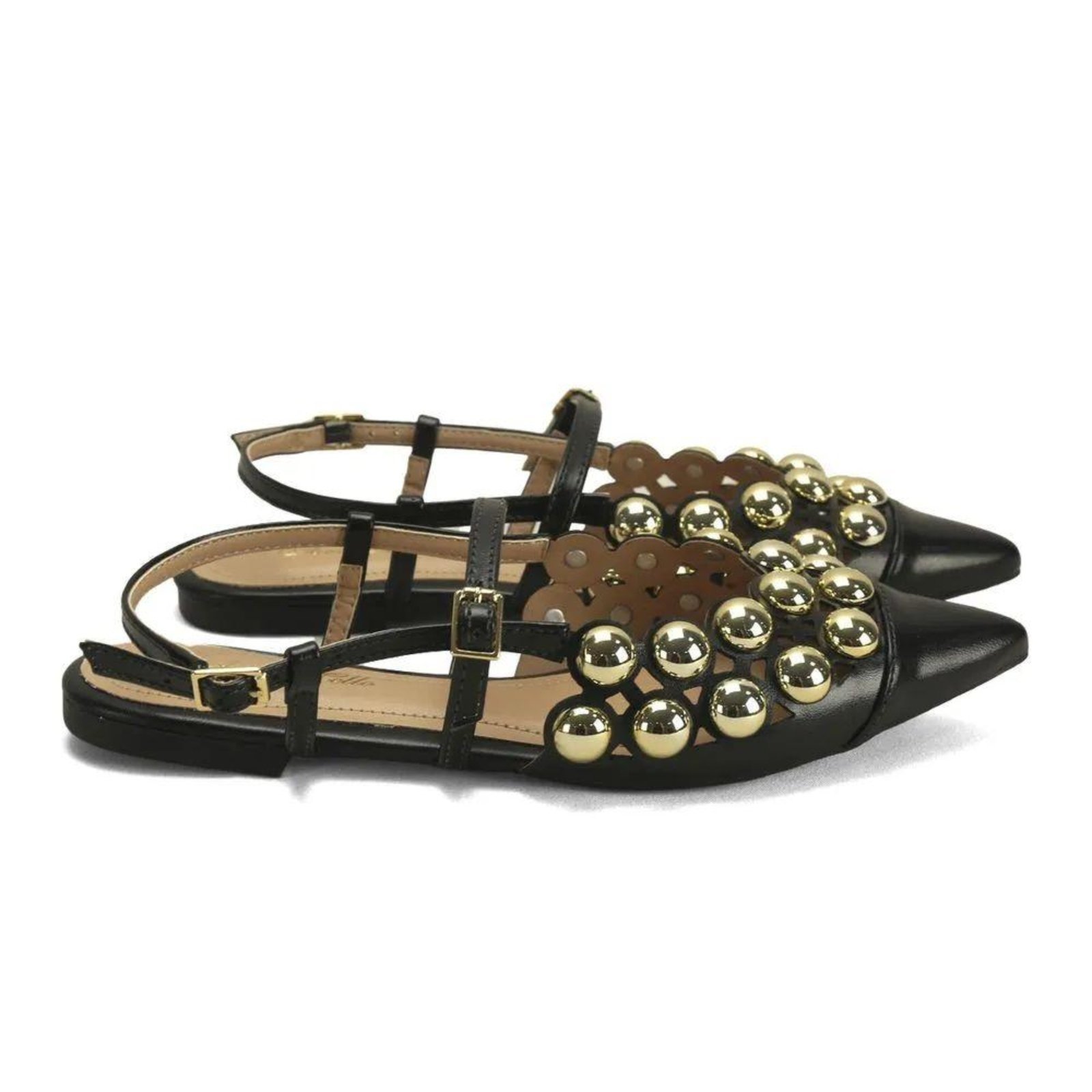 Sapatilha Slingback Esferas Napa Preta Ana Mello Elegância Incolor
