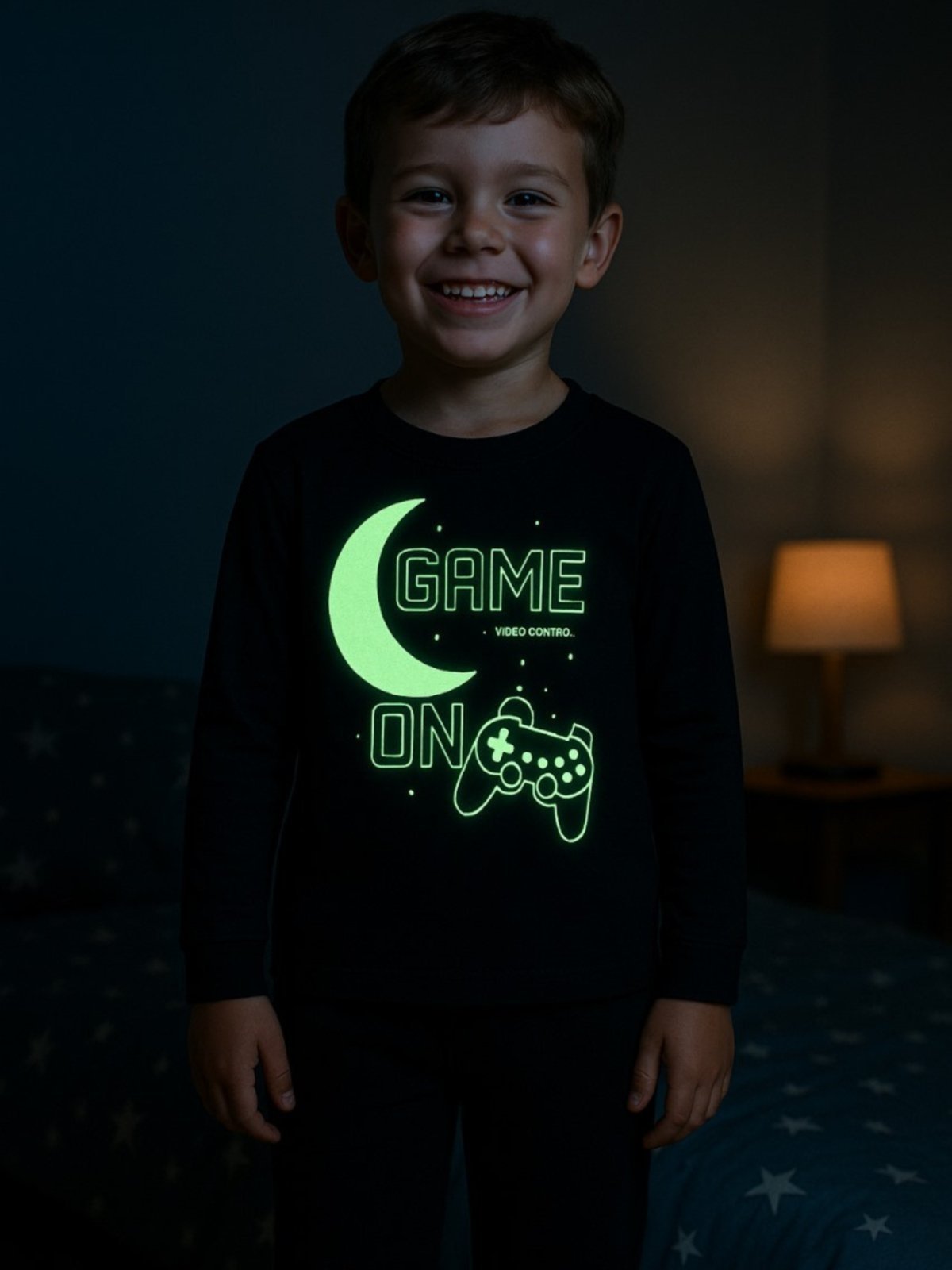 Vista 2 Infantil - Conjunto Térmico Brilha no Escuro Masculino VIDA COSTEIRA preto VIDA COSTEIRA preto