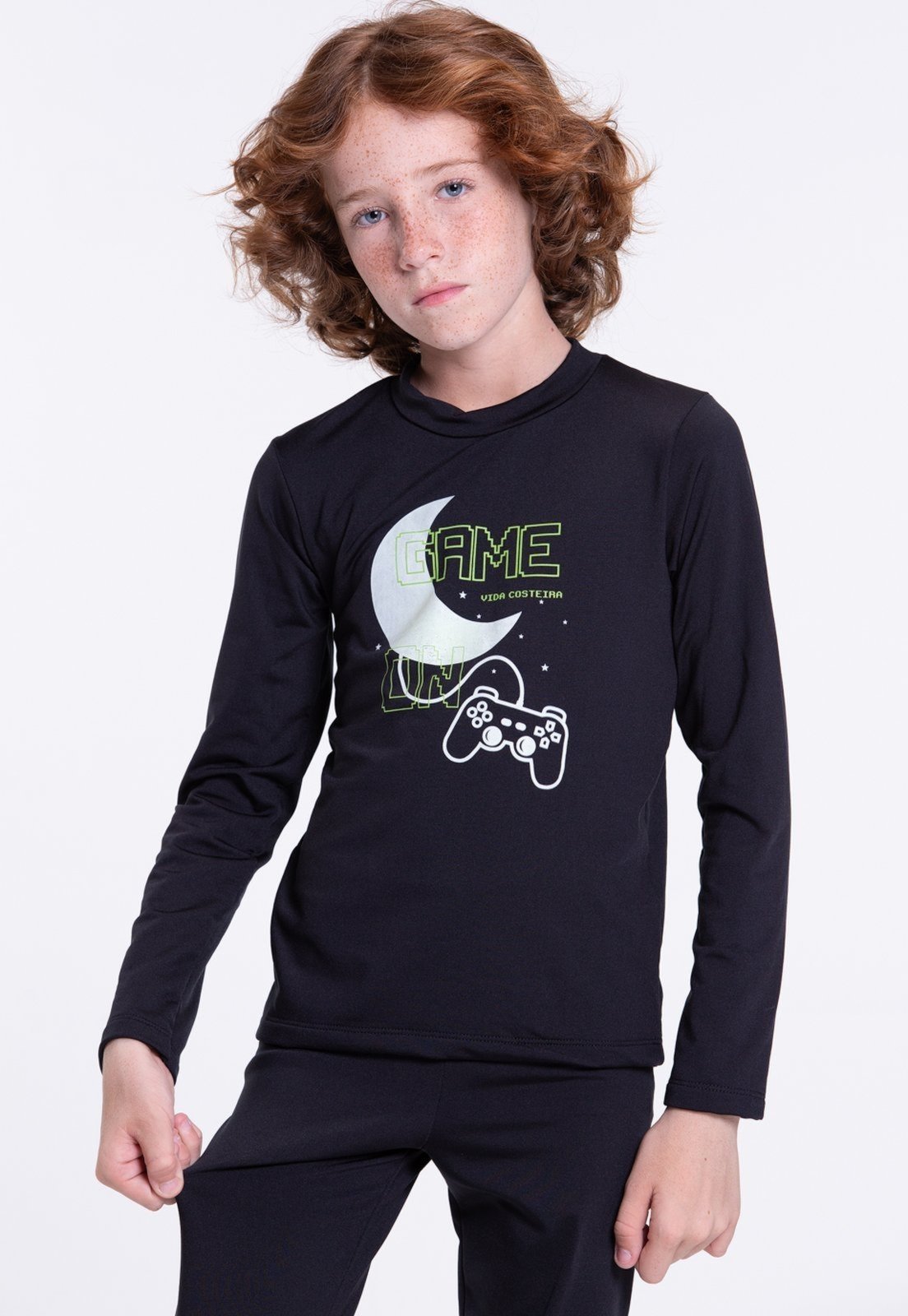 Vista 3 Infantil - Conjunto Térmico Brilha no Escuro Masculino VIDA COSTEIRA preto VIDA COSTEIRA preto