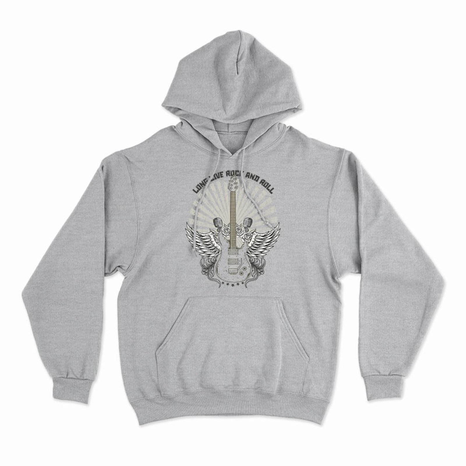 Moletom Com Capuz Long Live Rock And Roll - Mescla Cinza - Casual - Studio Geek
