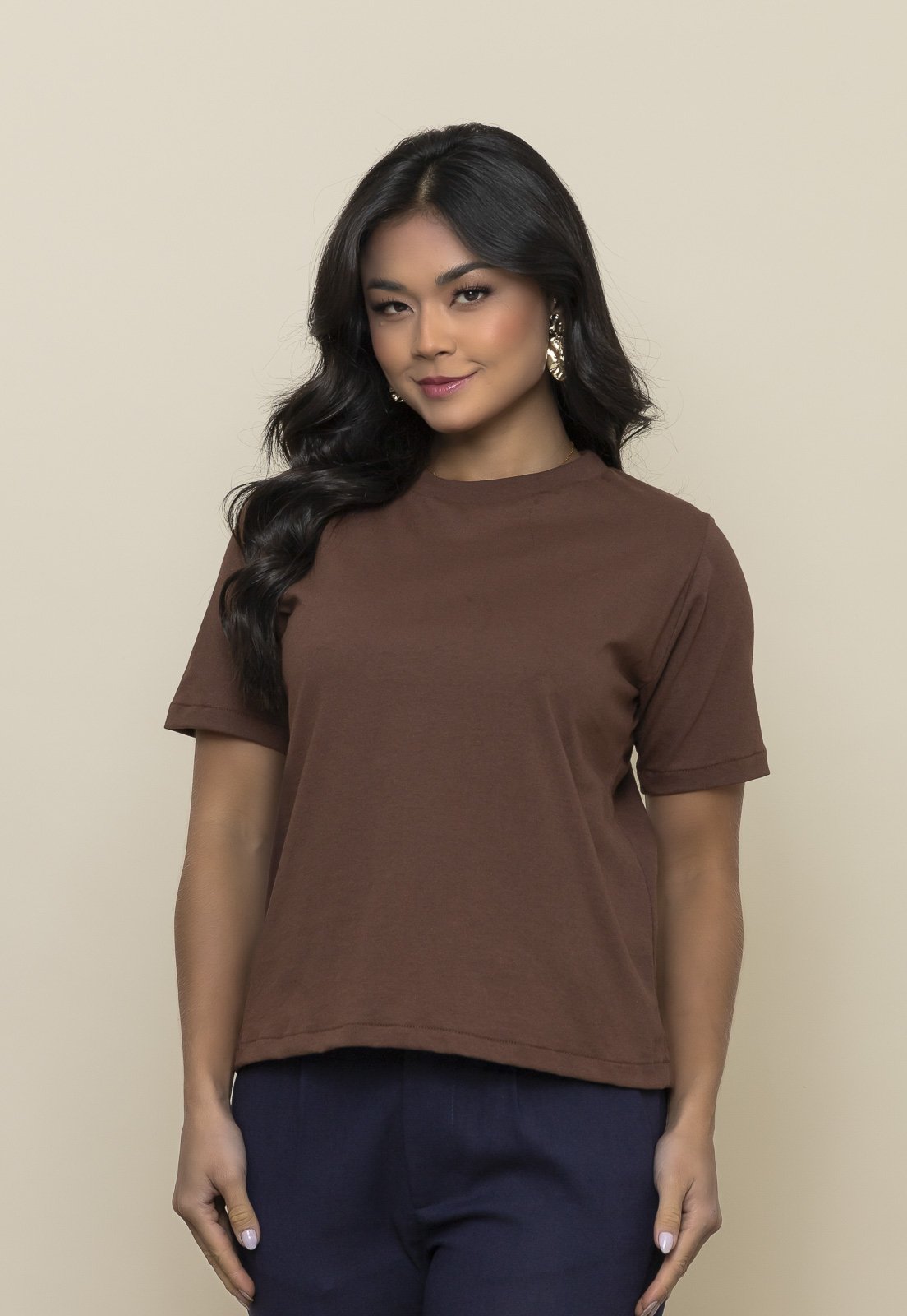Camiseta Aura Joyce Malha Marrom