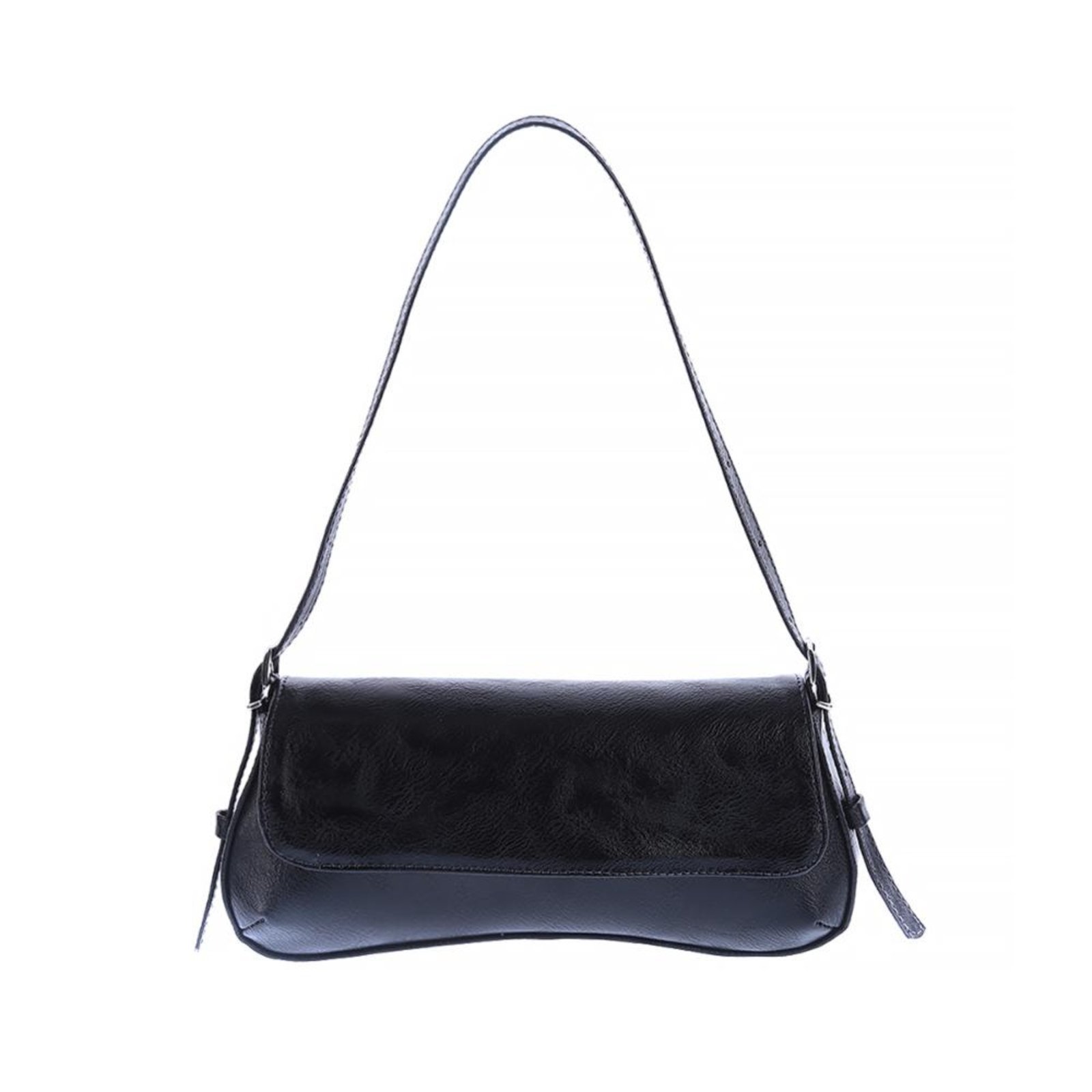 Megan – Bolsa Baguete Minimalista Preta Preto