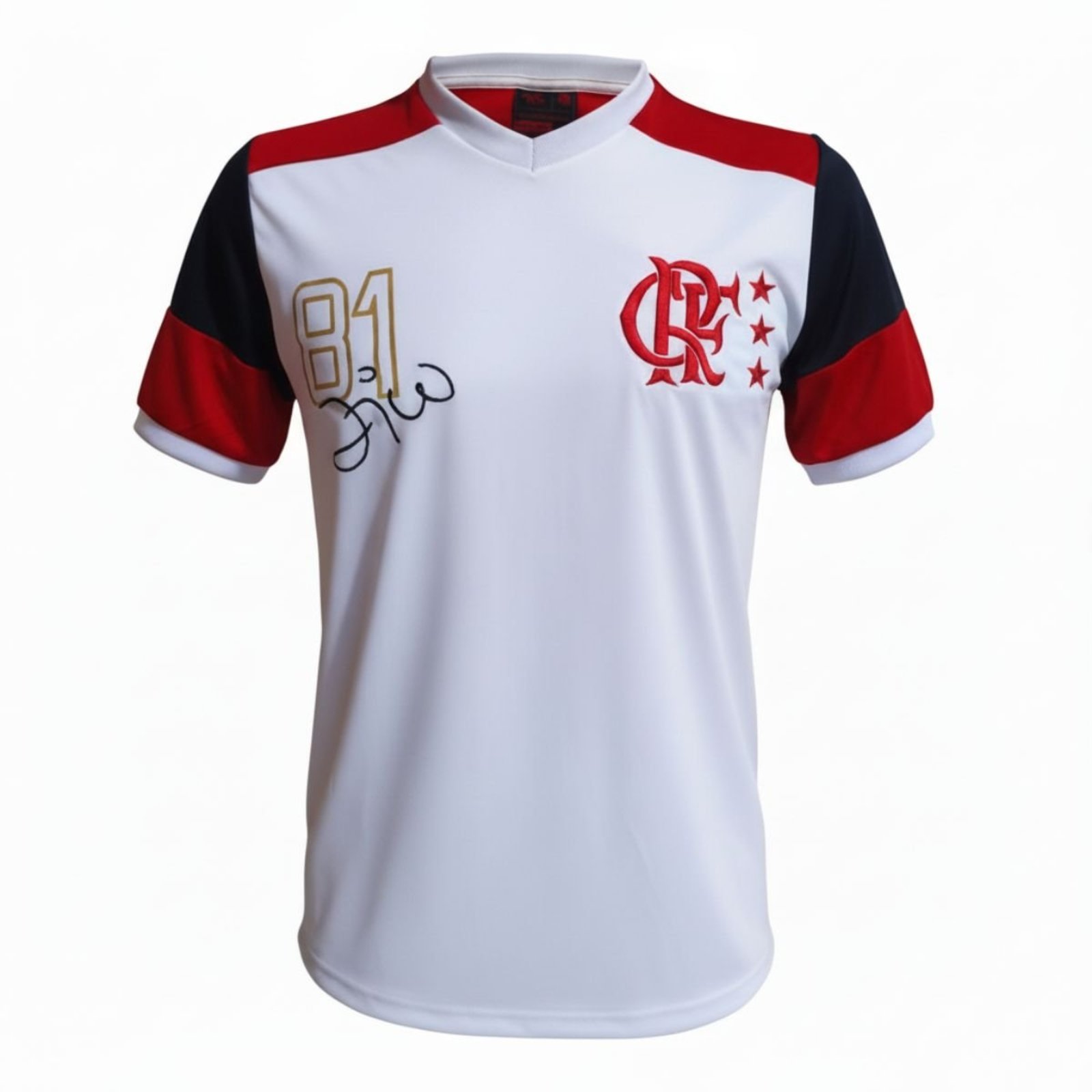 CAMISA BRAZILINE FLAMENGO RETRO ZICO - BRANCA E VERMELHA BRANCO/VERMELHO