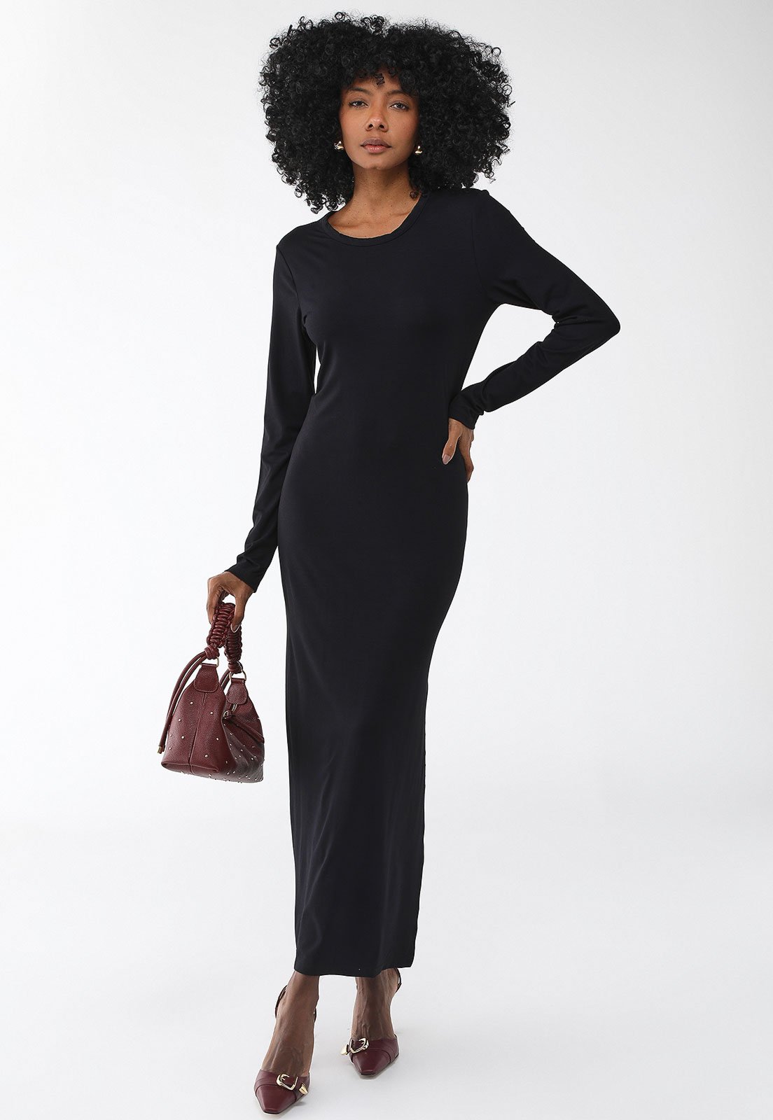Vestido Forum Longo Liso Preto