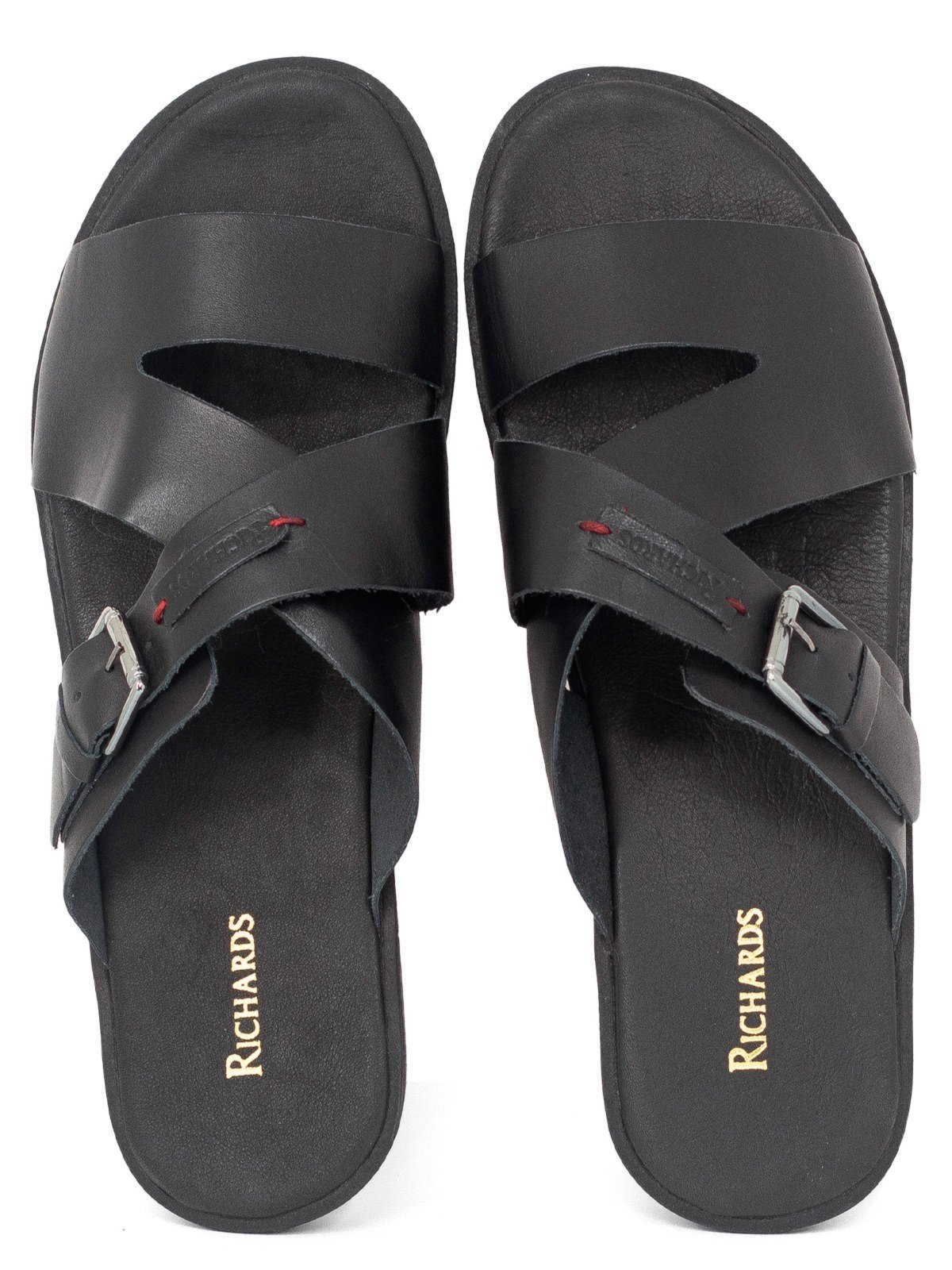 Sandália Masculina Slide Richards RCH Rogério Couro Preto