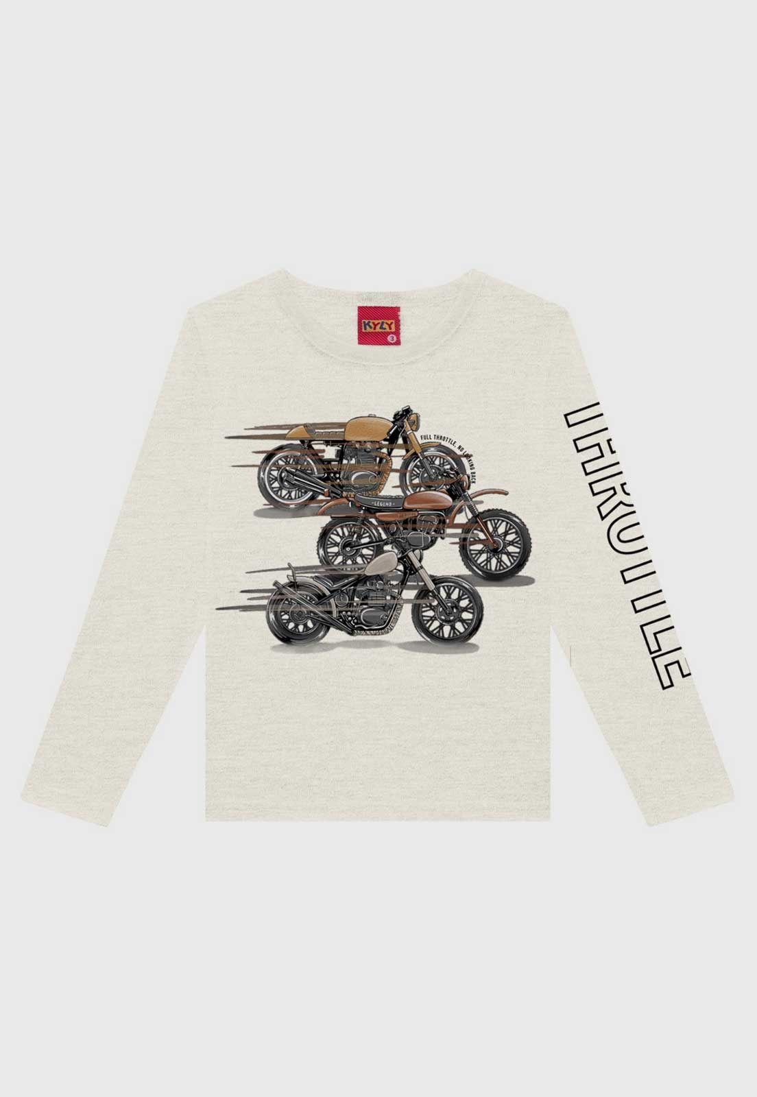 Infantil - Camiseta Kyly Estampa Motocicleta Off-White