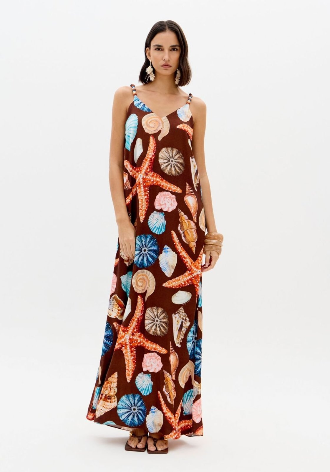 Vestido Longo De Alças Estampado Lança Perfume