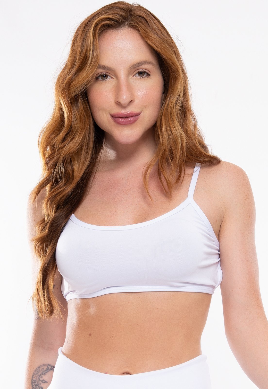 Top Faixa Fitness Gringa Feminino Alça Fina Academia Conforto Para Treino Mood Modas 124 Branco