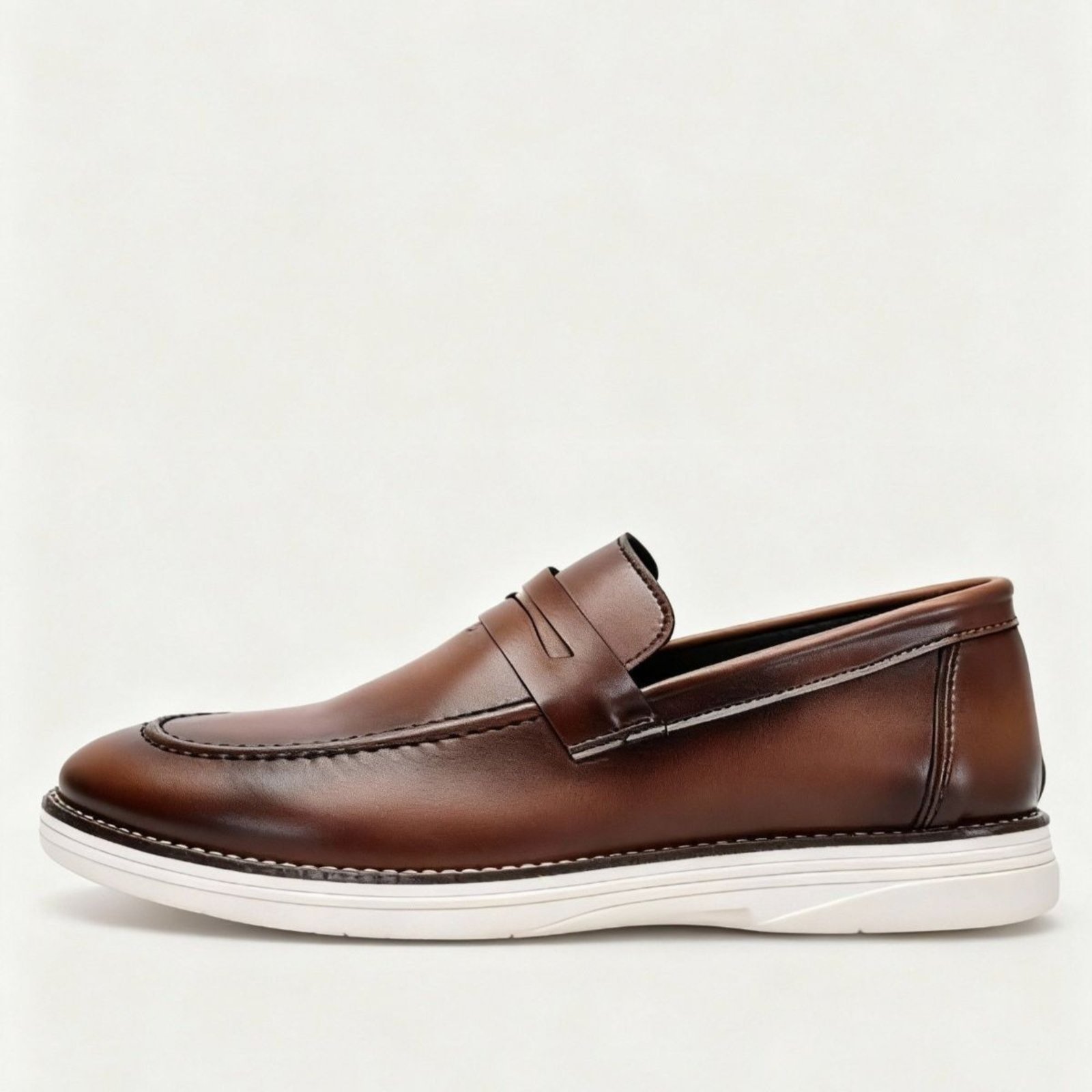 Sapato Social Masculino Loafer Sapatofran Mocassim Calce Fácil Conforto Café