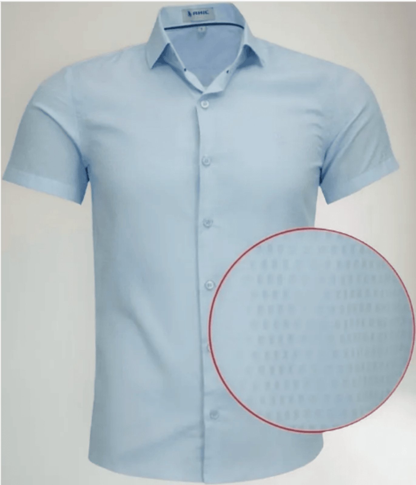 Camisa Social Amil Slim Misto Valinor Macia Manga Curta Azul