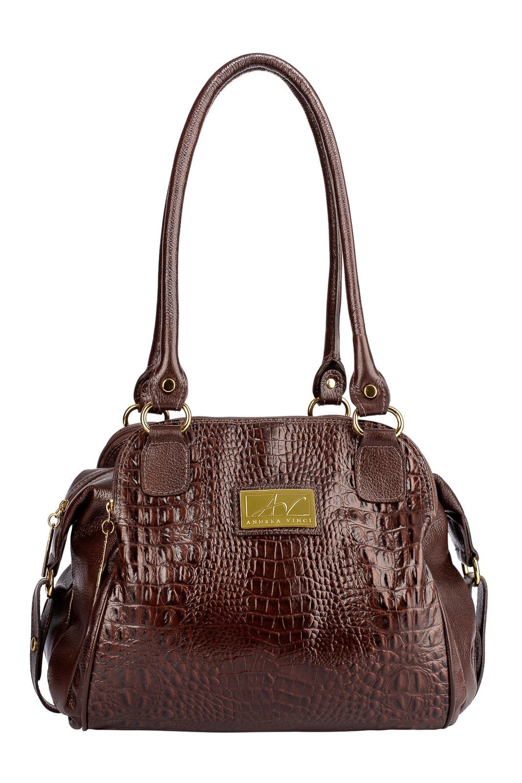 Bolsa de ombro em couro croco Simone - Café