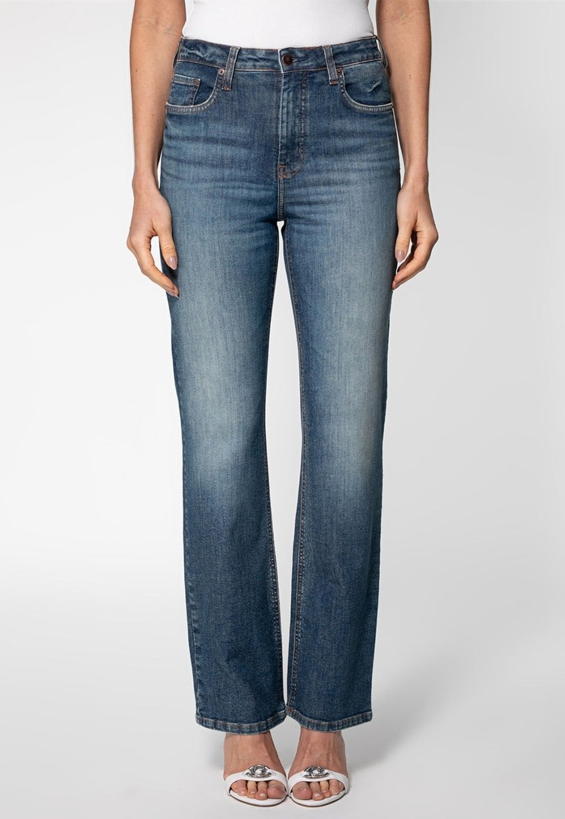 Calça Jeans Guess Reta Cintura Alta Azul