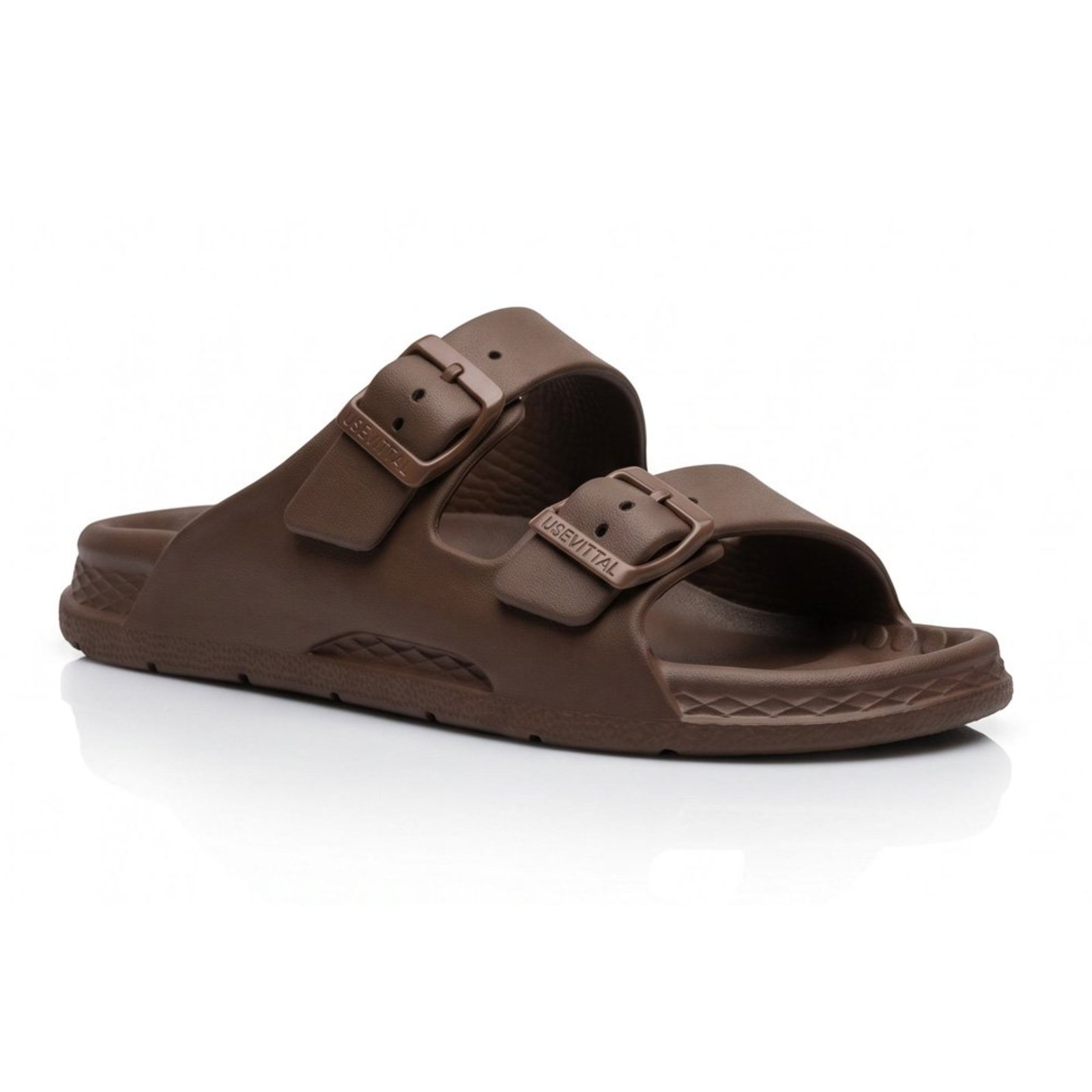 Sandália Papete Chinelo Masculino 100% Eva 2 Fivelas Café Marrom Levíssimo Antiderrapante