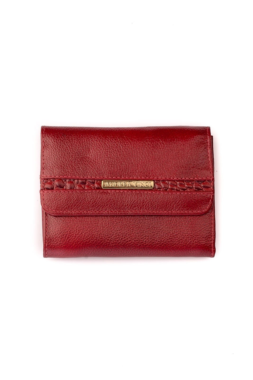 Carteira feminina de couro liso Jade 10,5x13cm - Vermelho