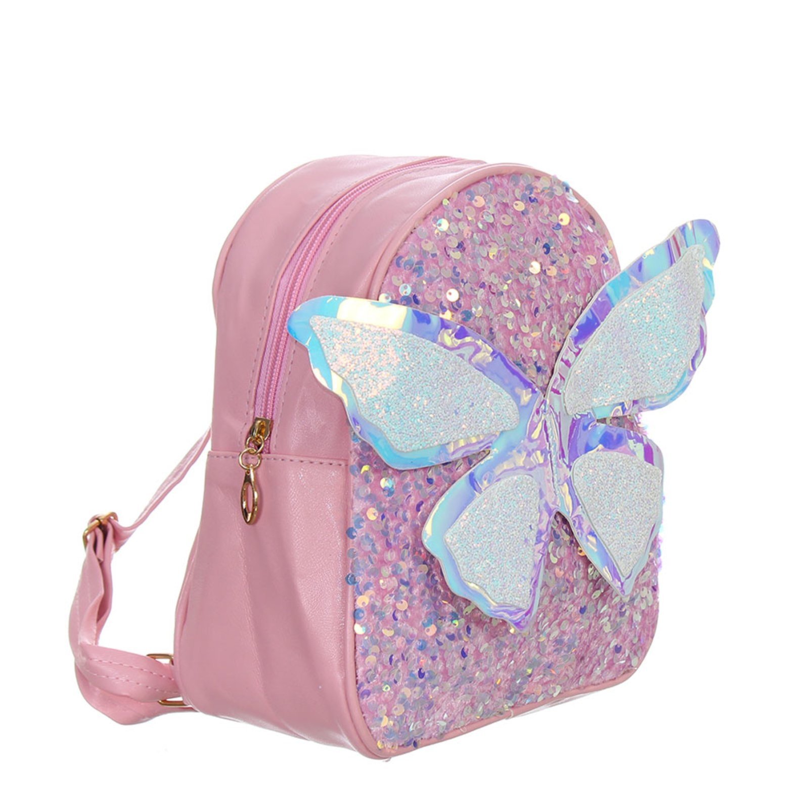 Infantil - Bolsa Mochilinha Borboleta Asas Brilhante 3D Glitter Brilho Menina Bolsinha de