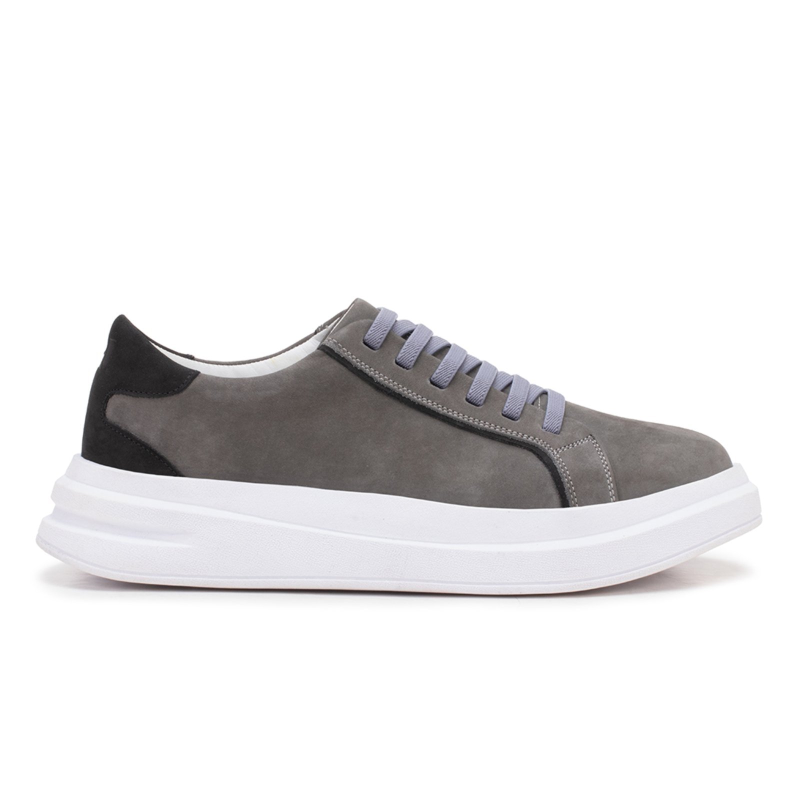 Tênis Masculino Shalom Casual em Couro Cinza Grafite